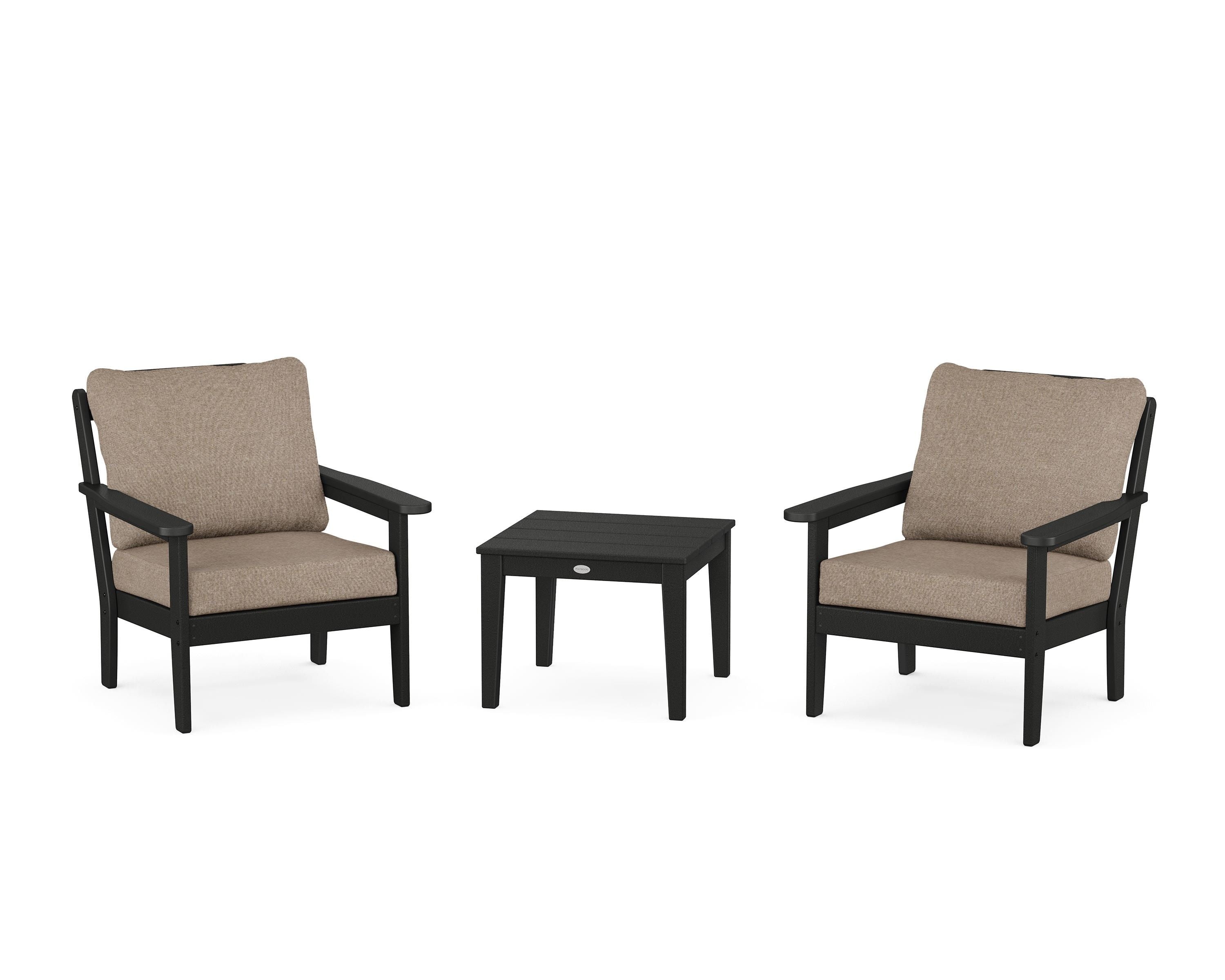 Country Living Cottage 3-Piece Deep Seating Set in Black / Spiced Burlap