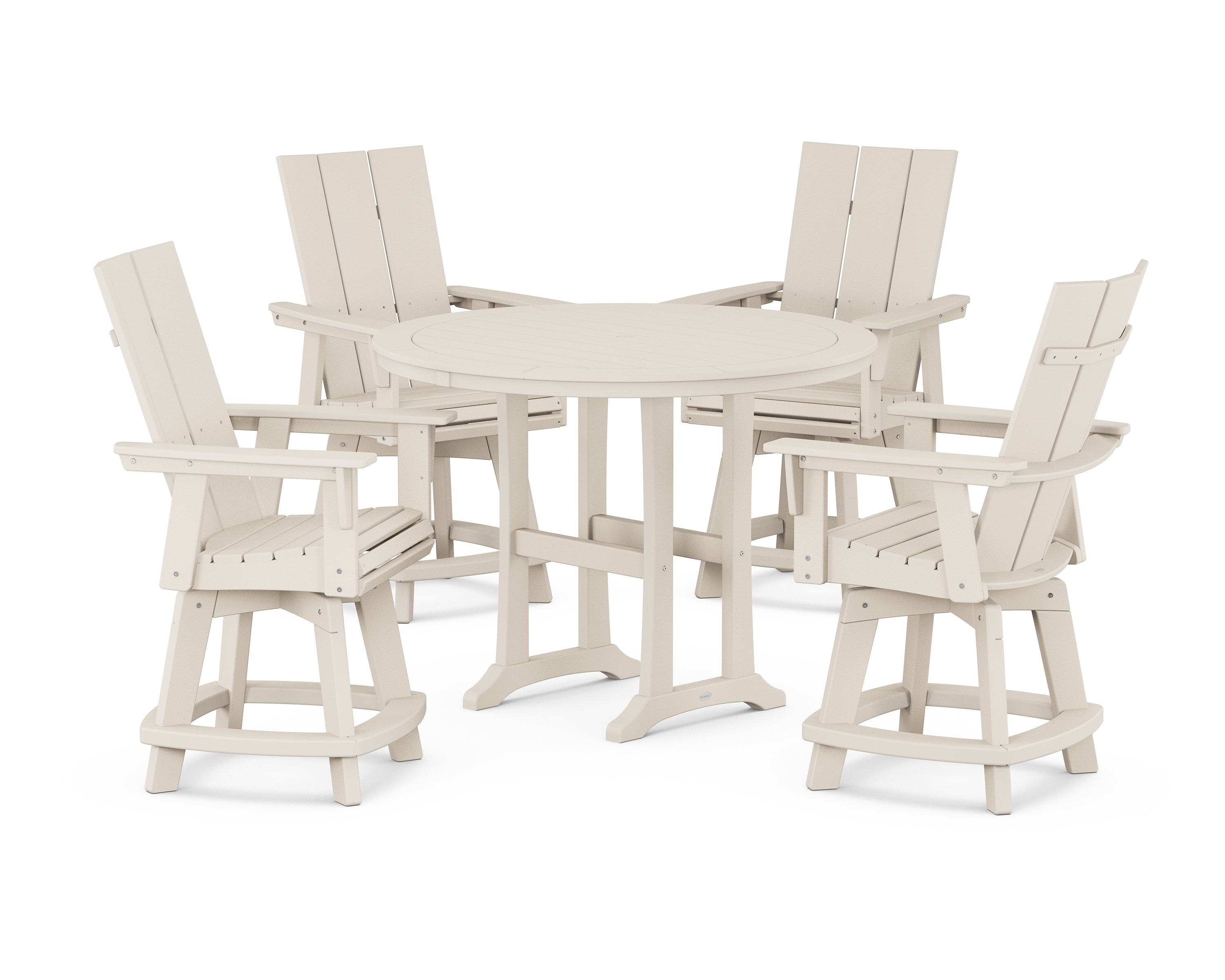 POLYWOOD® 5-Piece Modern Swivel Counter Set in Sand