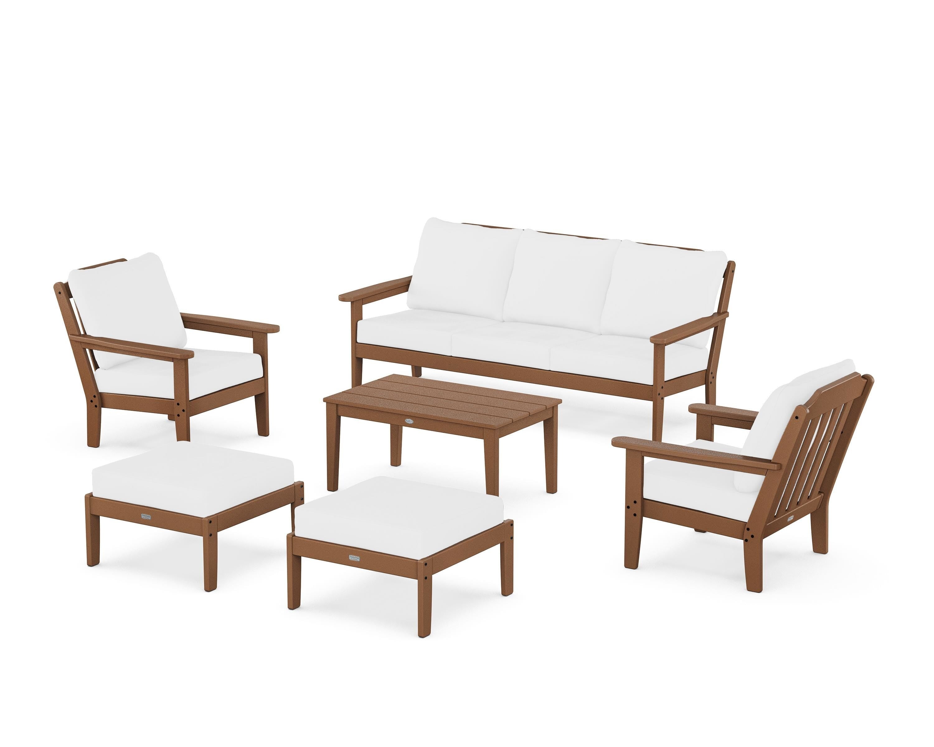 Country Living Cottage 6-Piece Lounge Sofa Set in Teak / Natural