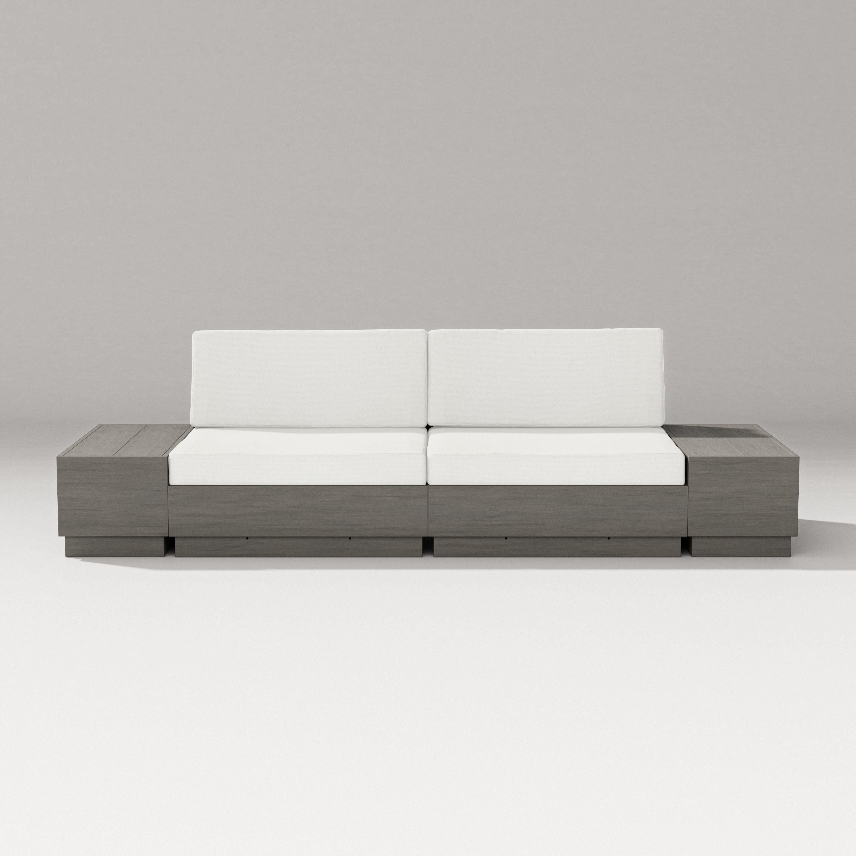 PW Designer Series Elevate 4-Piece Loveseat Sectional in Driftwood / Natural Linen