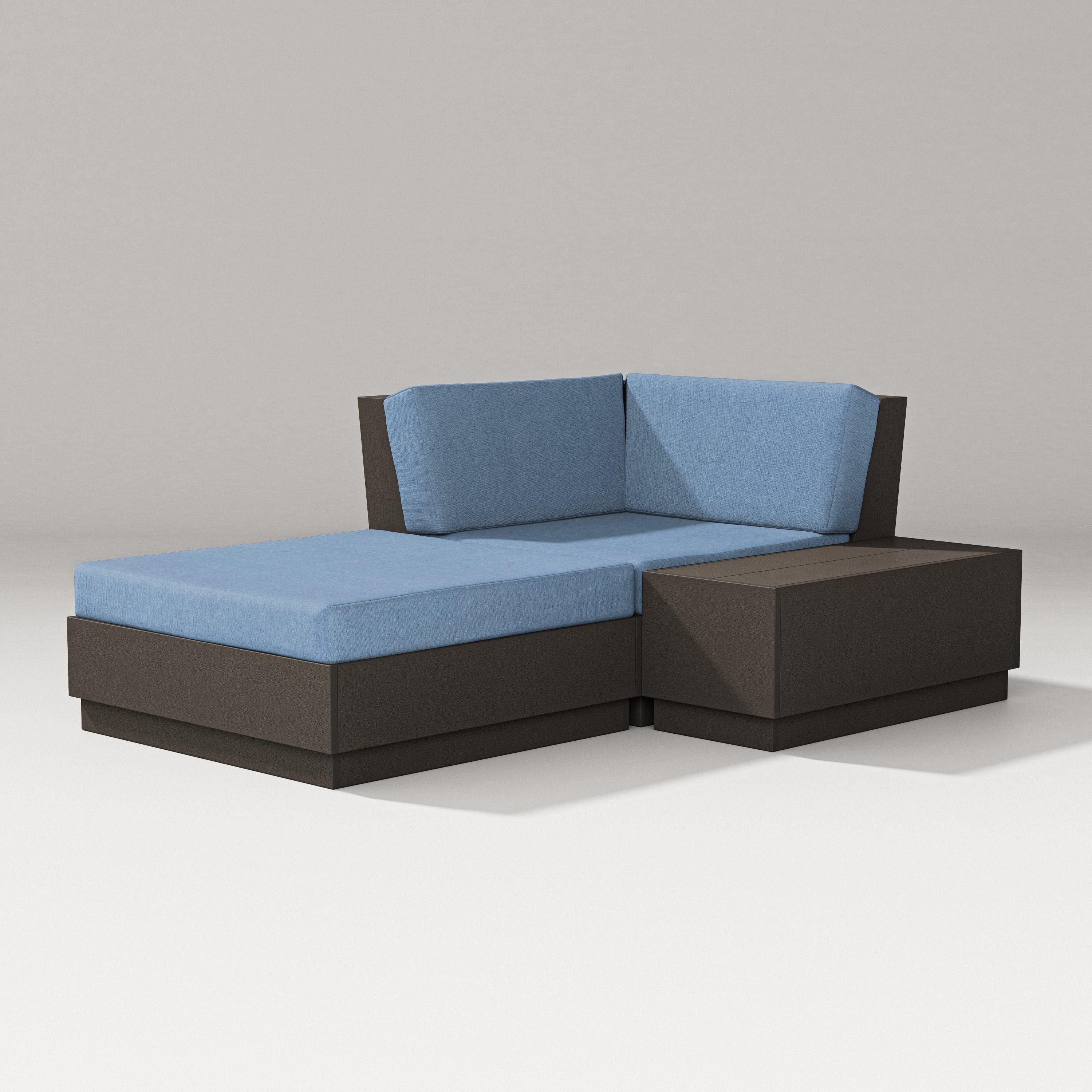 PW Designer Series Elevate Corner Chaise in Vintage Coffee / Sky Blue