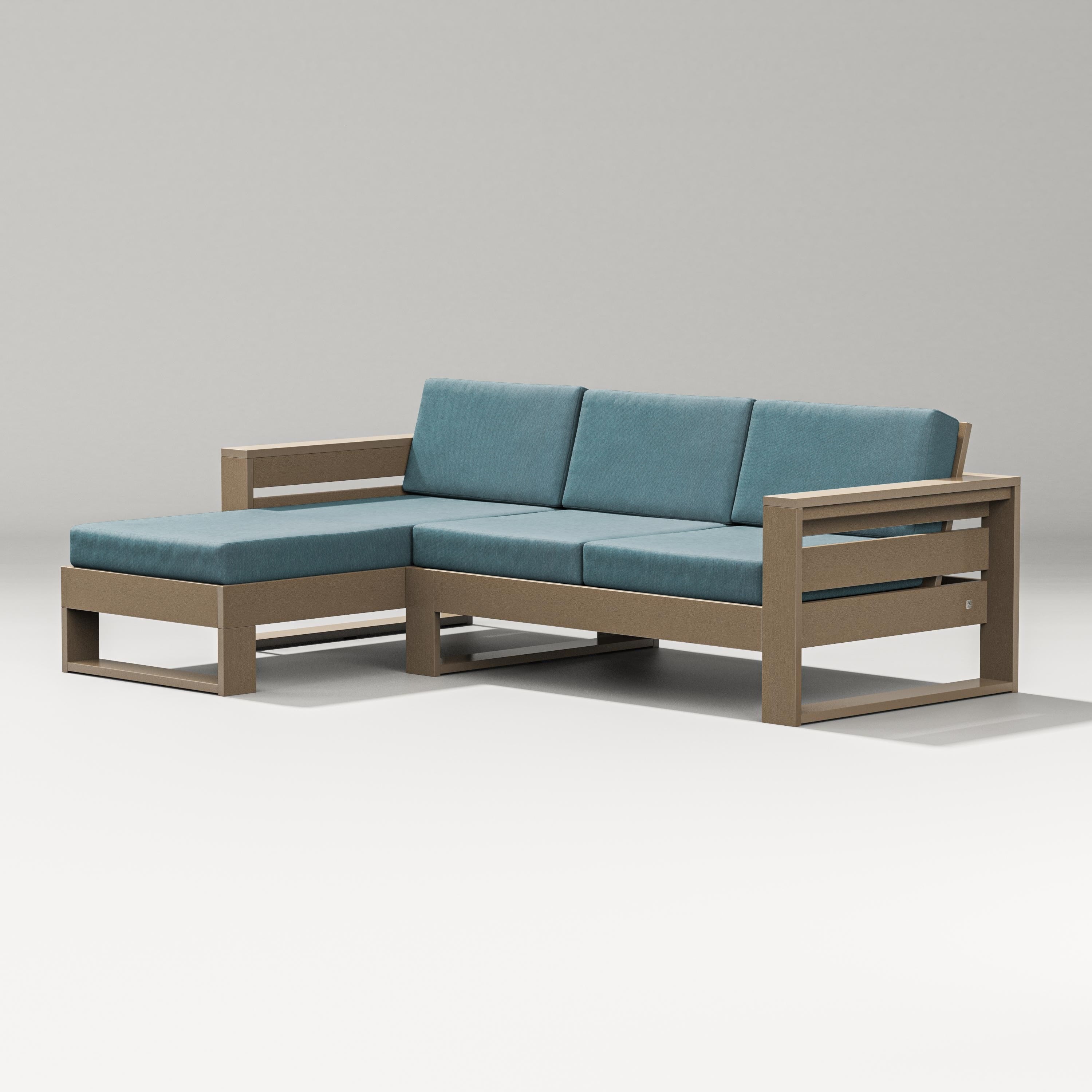PW Designer Series Latitude Left Chaise Sectional in Vintage Sahara / Ocean Teal