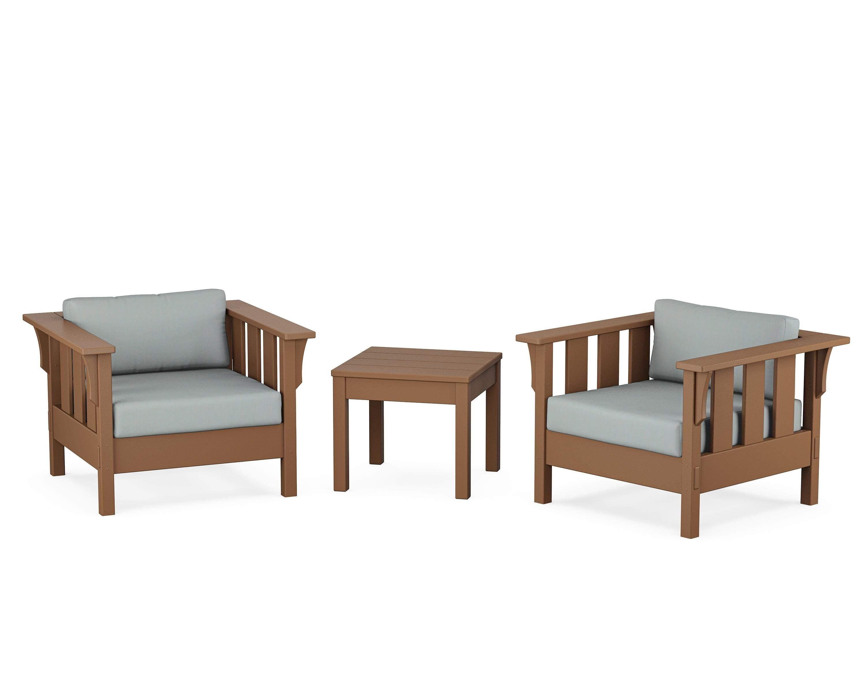 Martha Stewart by POLYWOOD Acadia 3-Piece Deep Seating Set in Teak / Spa