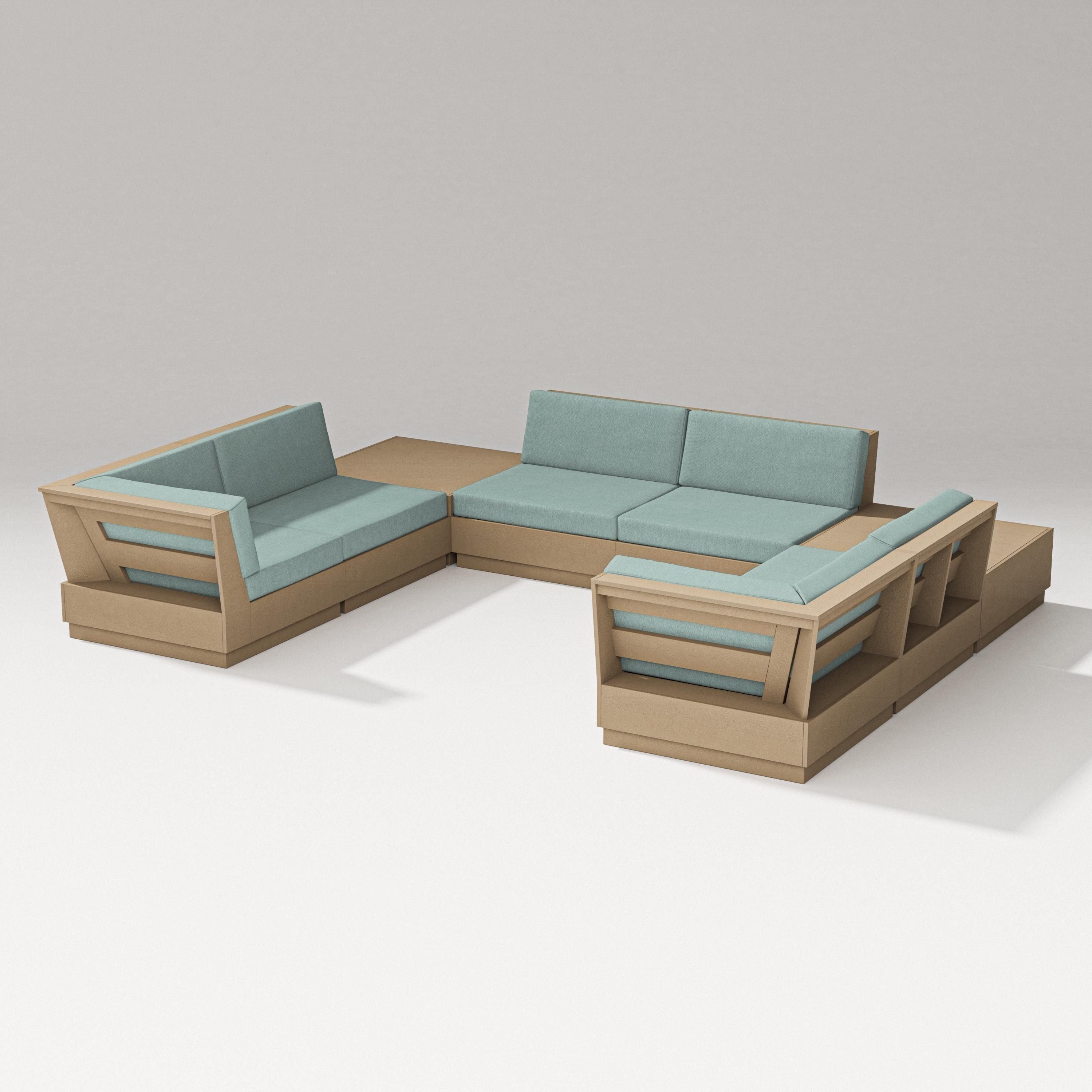PW Designer Series Elevate 8-Piece U-Shaped Sectional in Vintage Sahara / Glacier Spa