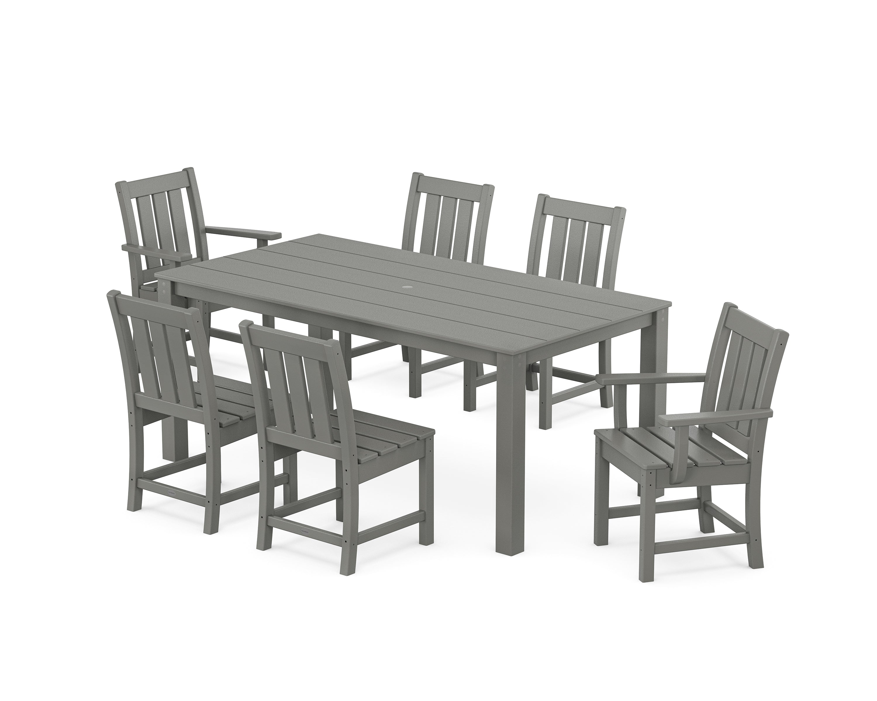 POLYWOOD Oxford 7-Piece Parsons Dining Set in Slate Grey