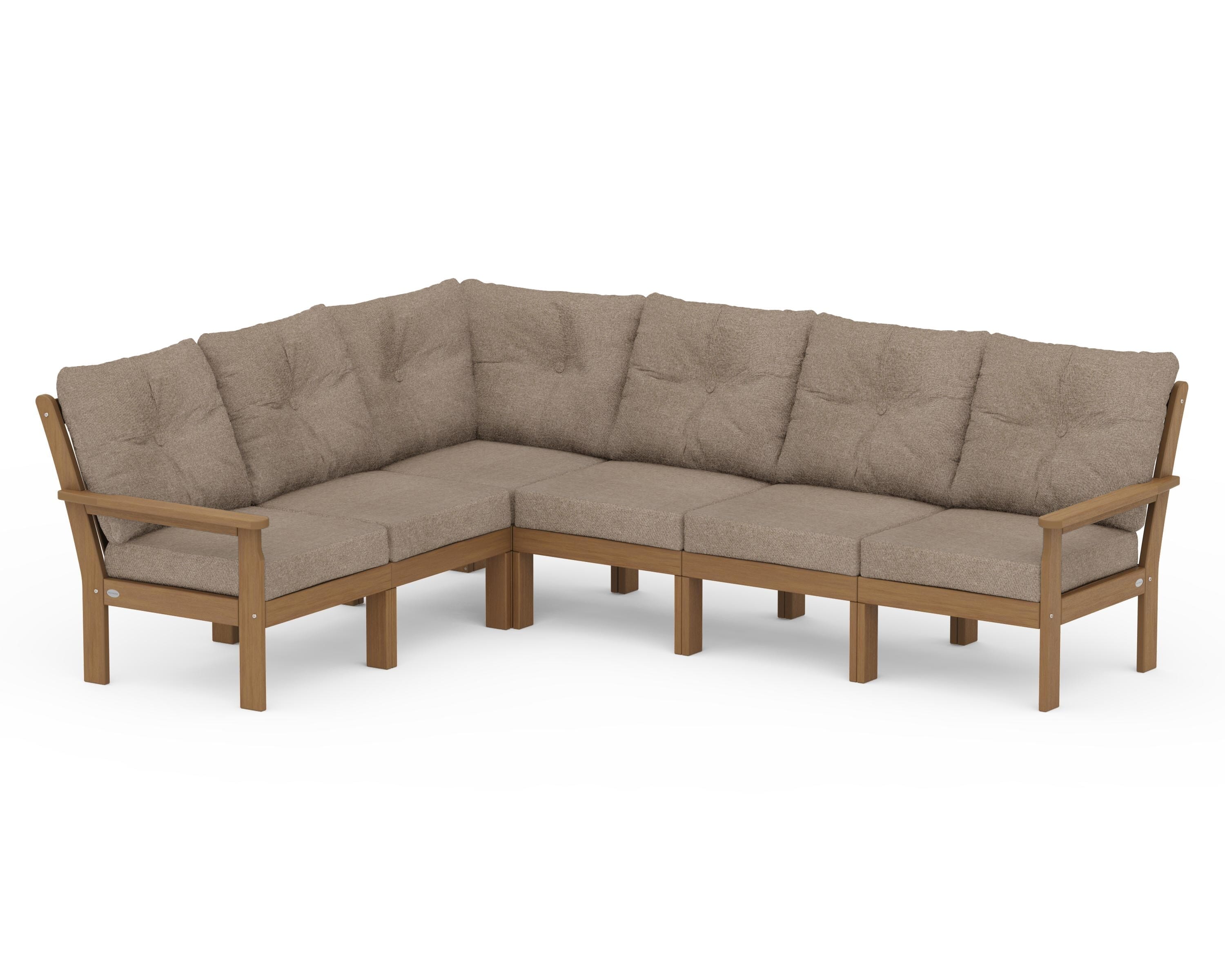 POLYWOOD Vineyard 6-Piece Sectional in Natural / Spiced Burlap