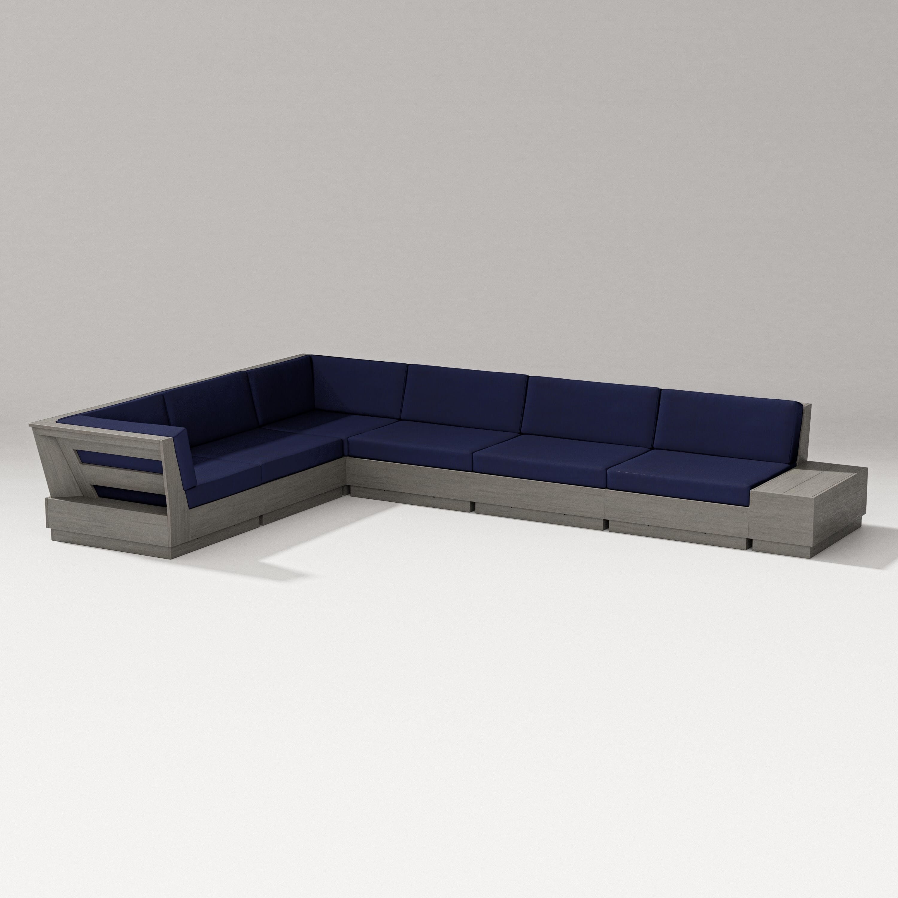 PW Designer Series Elevate 7-Piece Corner Sectional in Driftwood / Navy