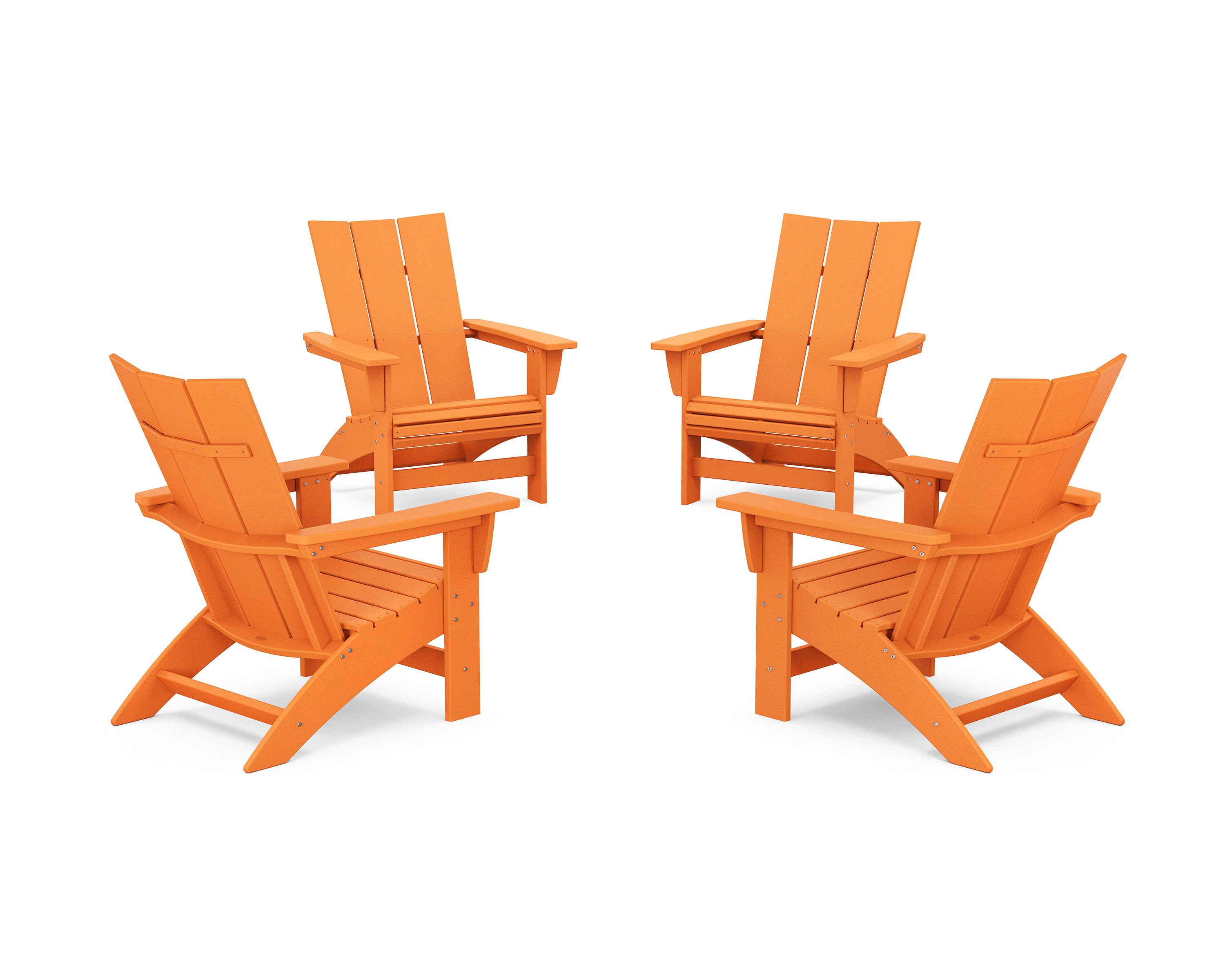 POLYWOOD 4-Piece Modern Grand Adirondack Chair Conversation Set in Tangerine