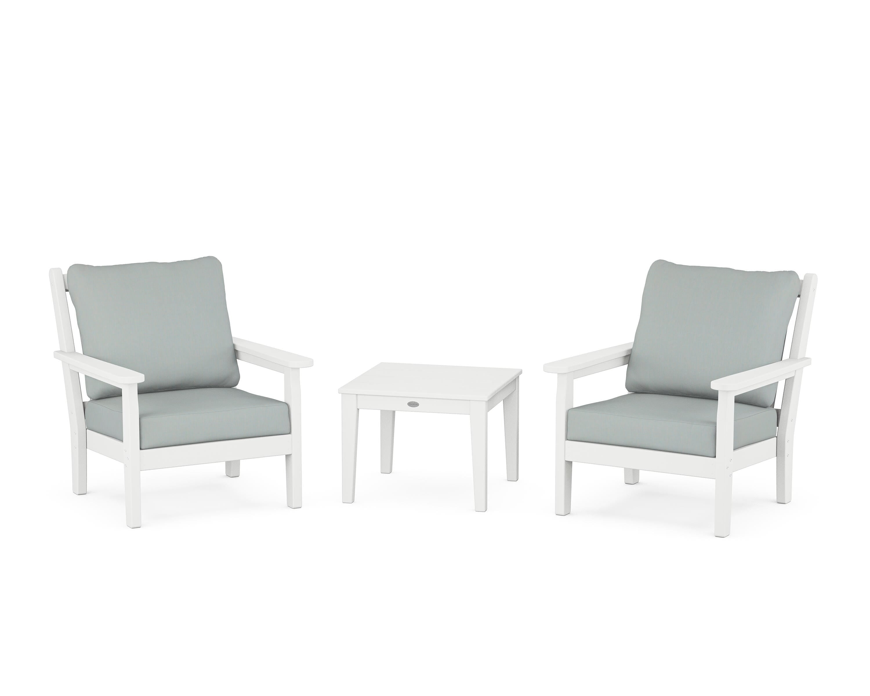 POLYWOOD Chippendale 3-Piece Deep Seating Set in White / Spa