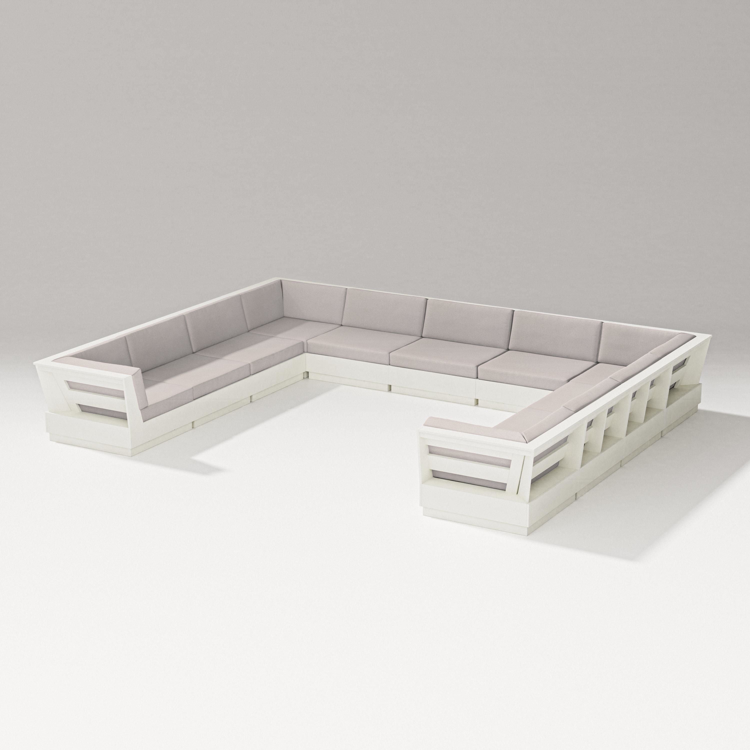 PW Designer Series Elevate Large U-Shaped Sectional in Vintage White / Dune Burlap
