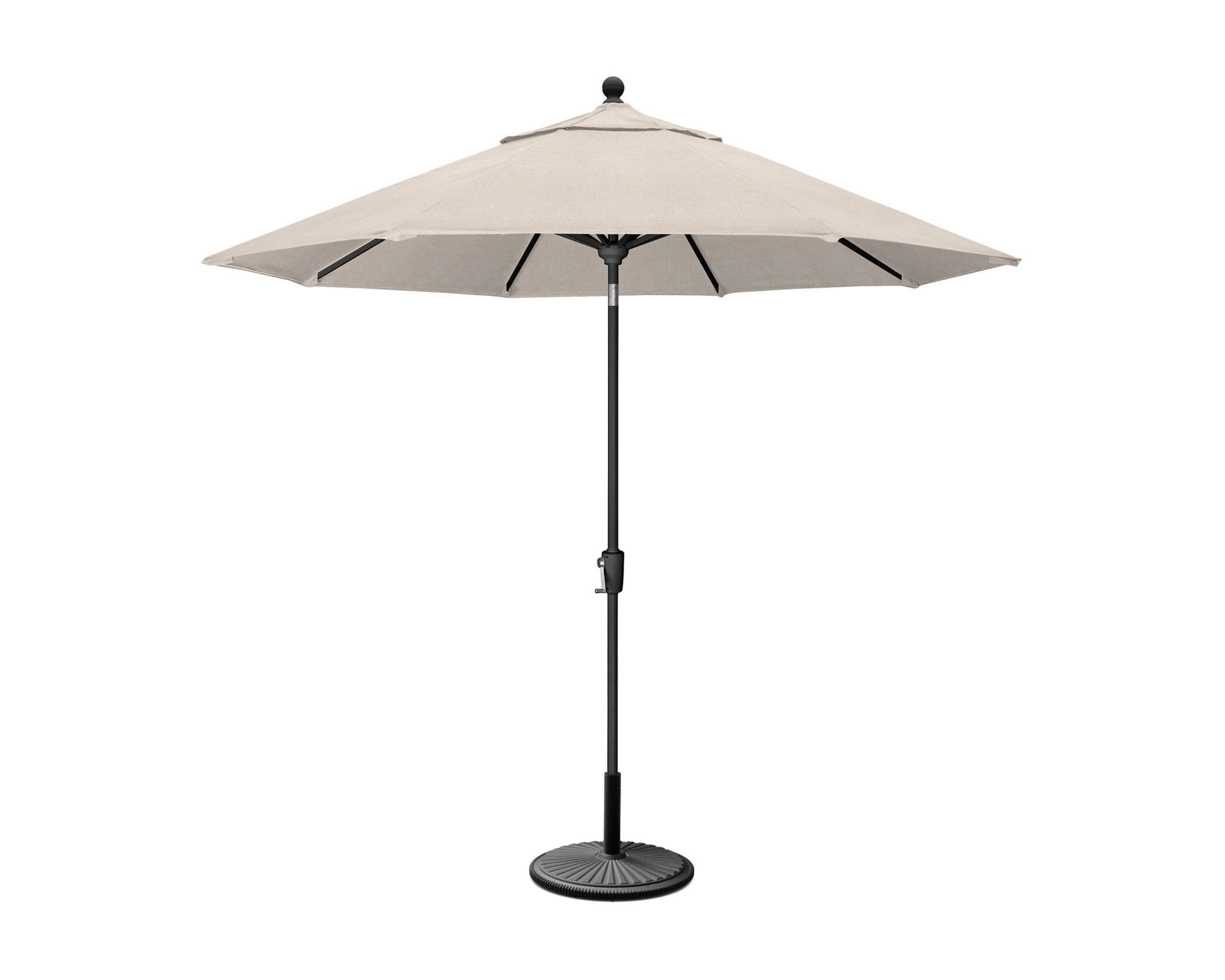 POLYWOOD 9' Tilt Market Umbrella & Base in Black / Blend Linen