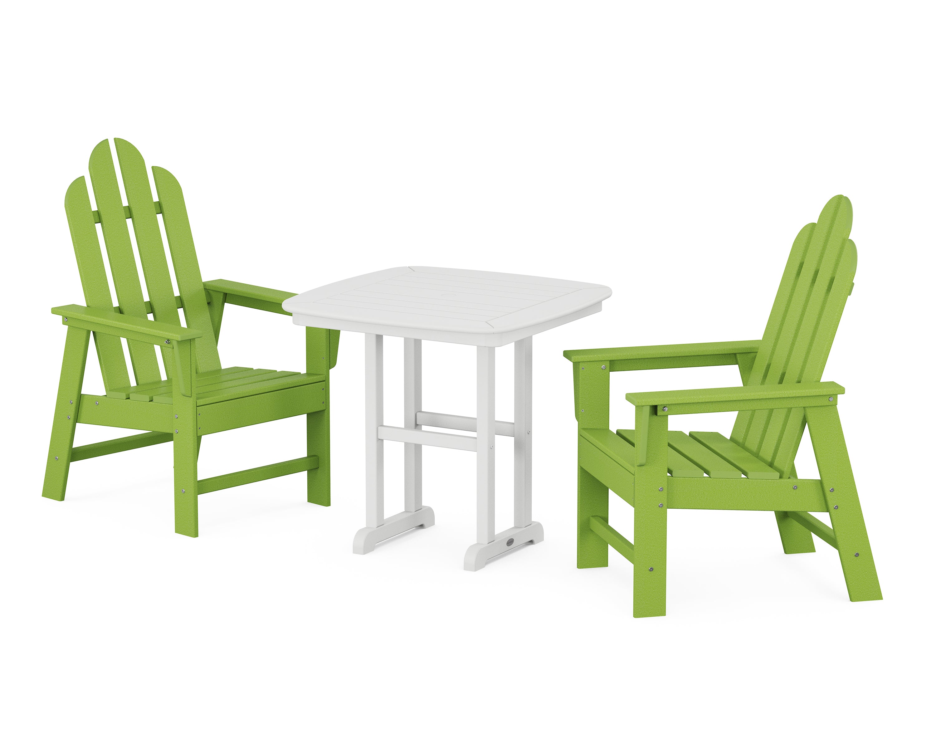 POLYWOOD Long Island 3-Piece Dining Set in Lime / White