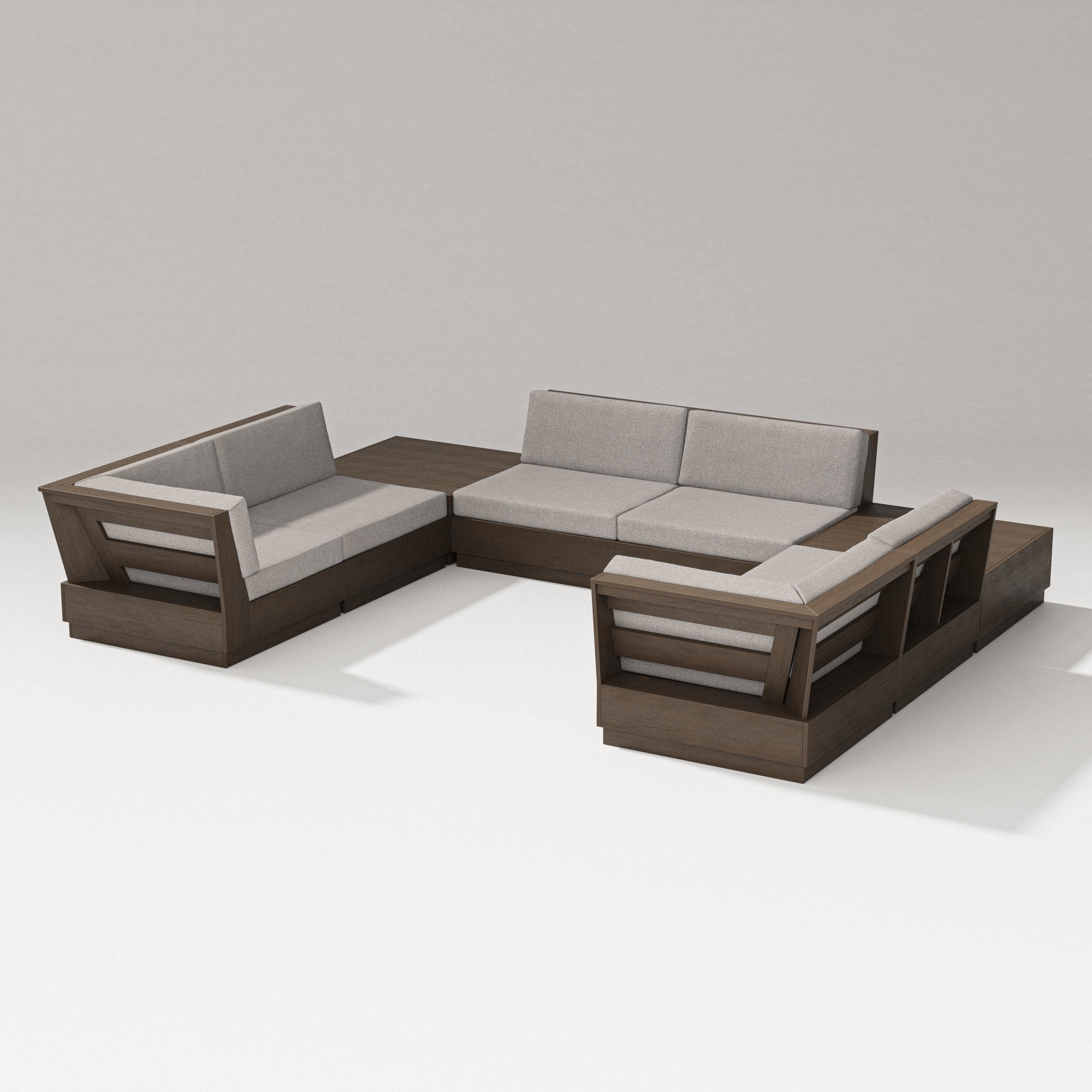 PW Designer Series Elevate 8-Piece U-Shaped Sectional in Kona / Weathered Tweed