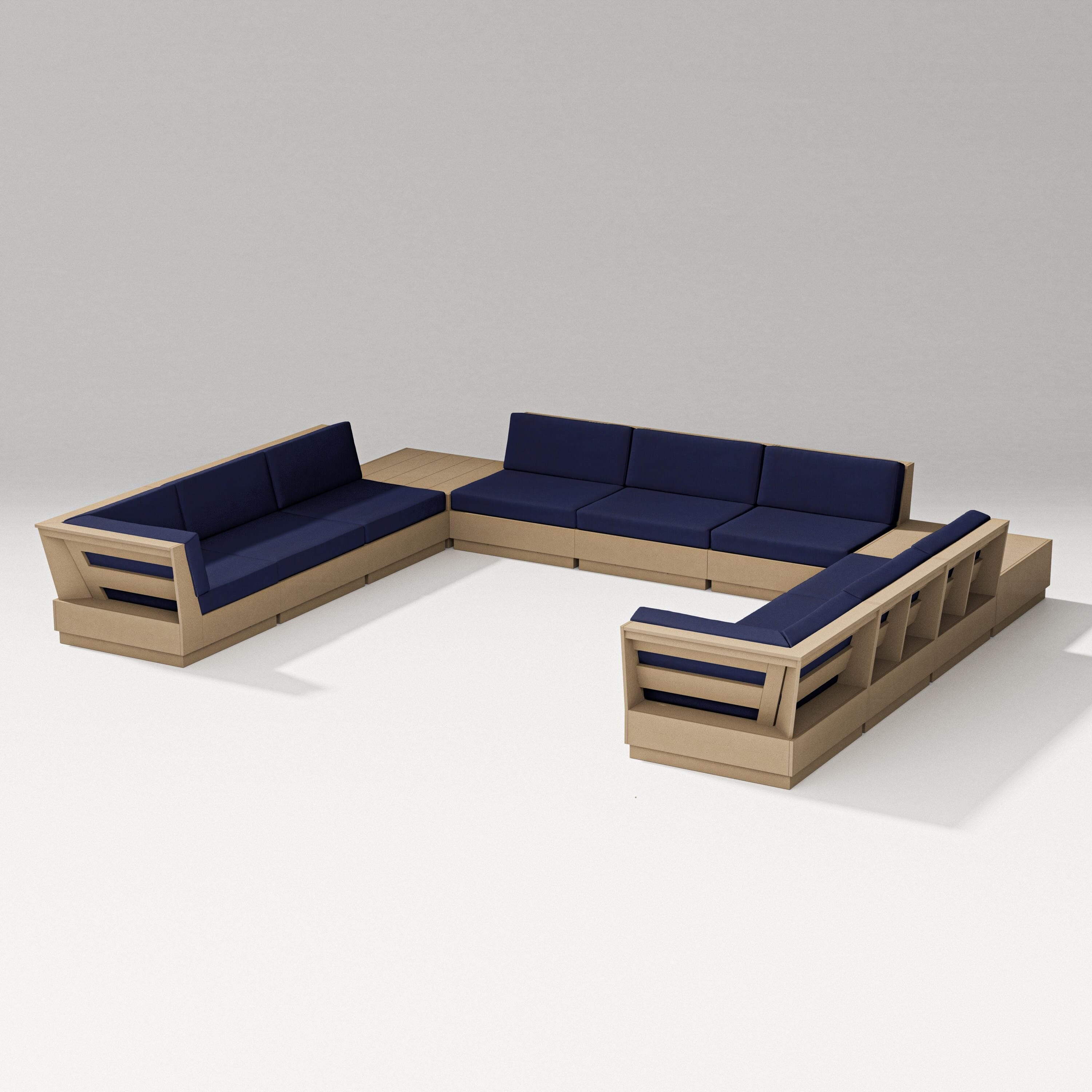 PW Designer Series Elevate 11-Piece U-Shaped Sofa Sectional in Vintage Sahara / Navy