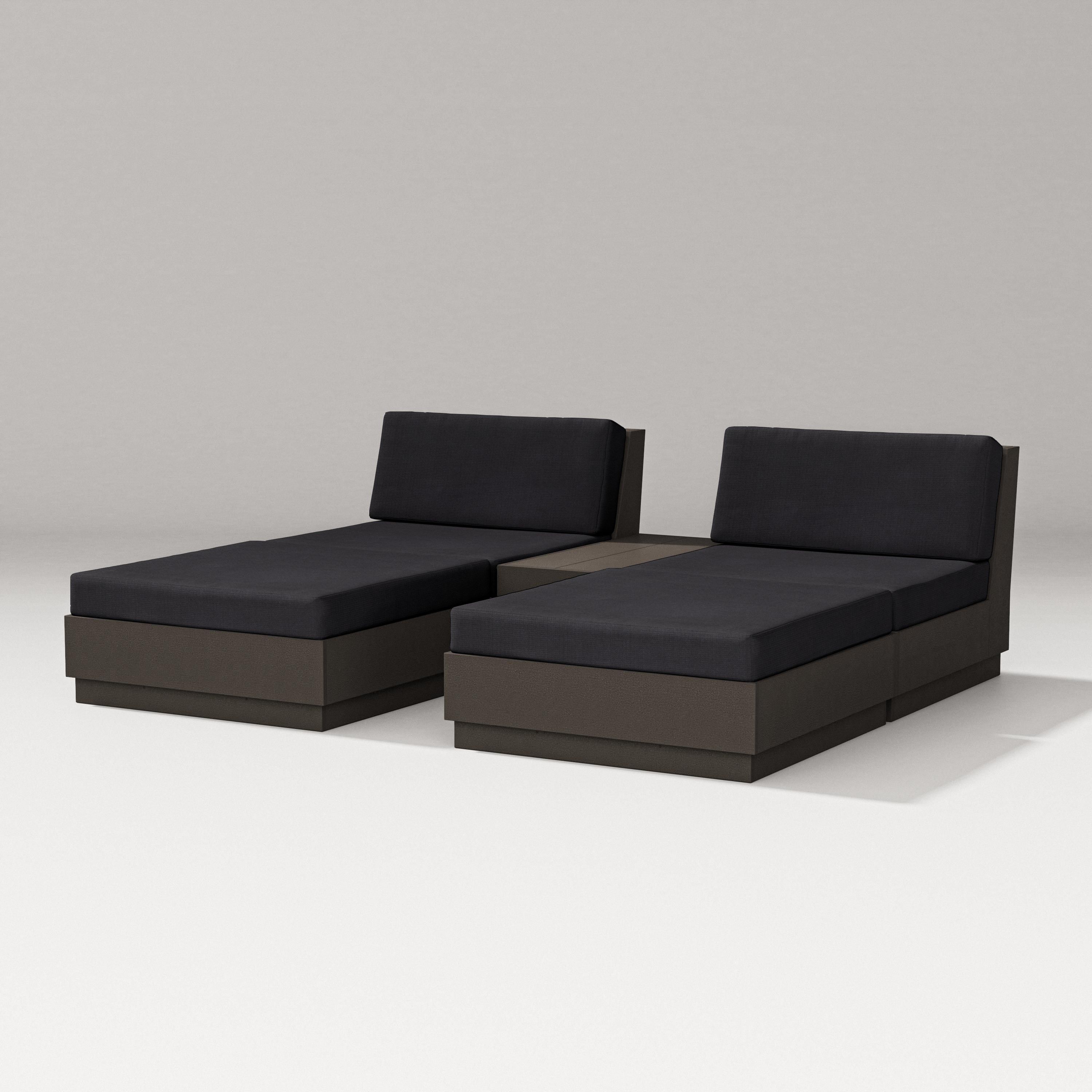 PW Designer Series Elevate Double Chaise Set in Vintage Coffee / Midnight Linen