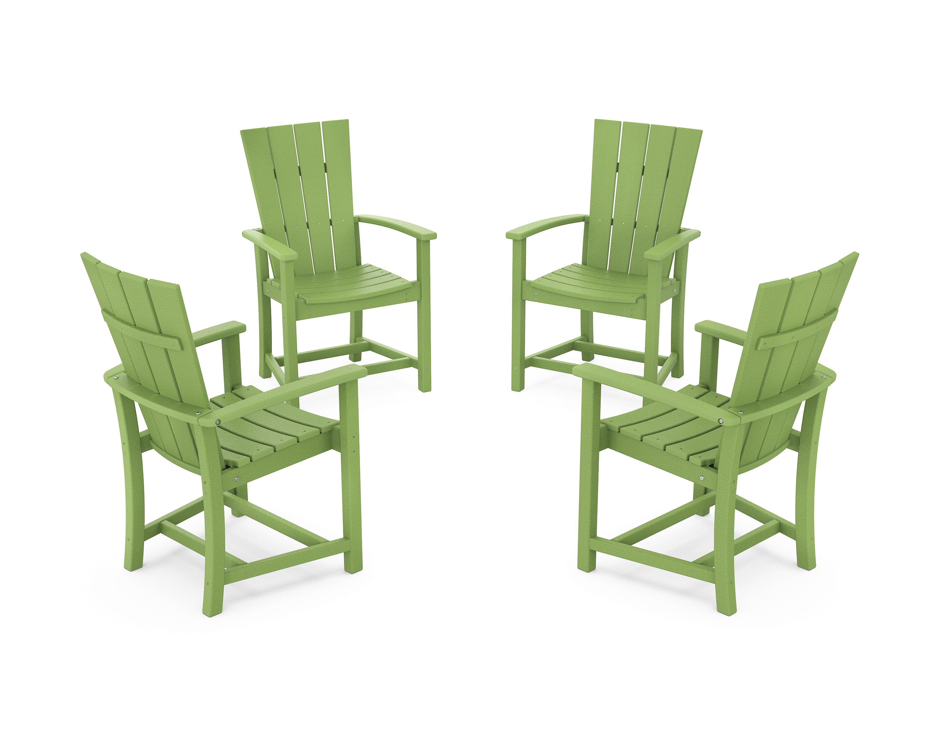POLYWOOD Quattro 4-Piece Upright Adirondack Conversation Set in Lime