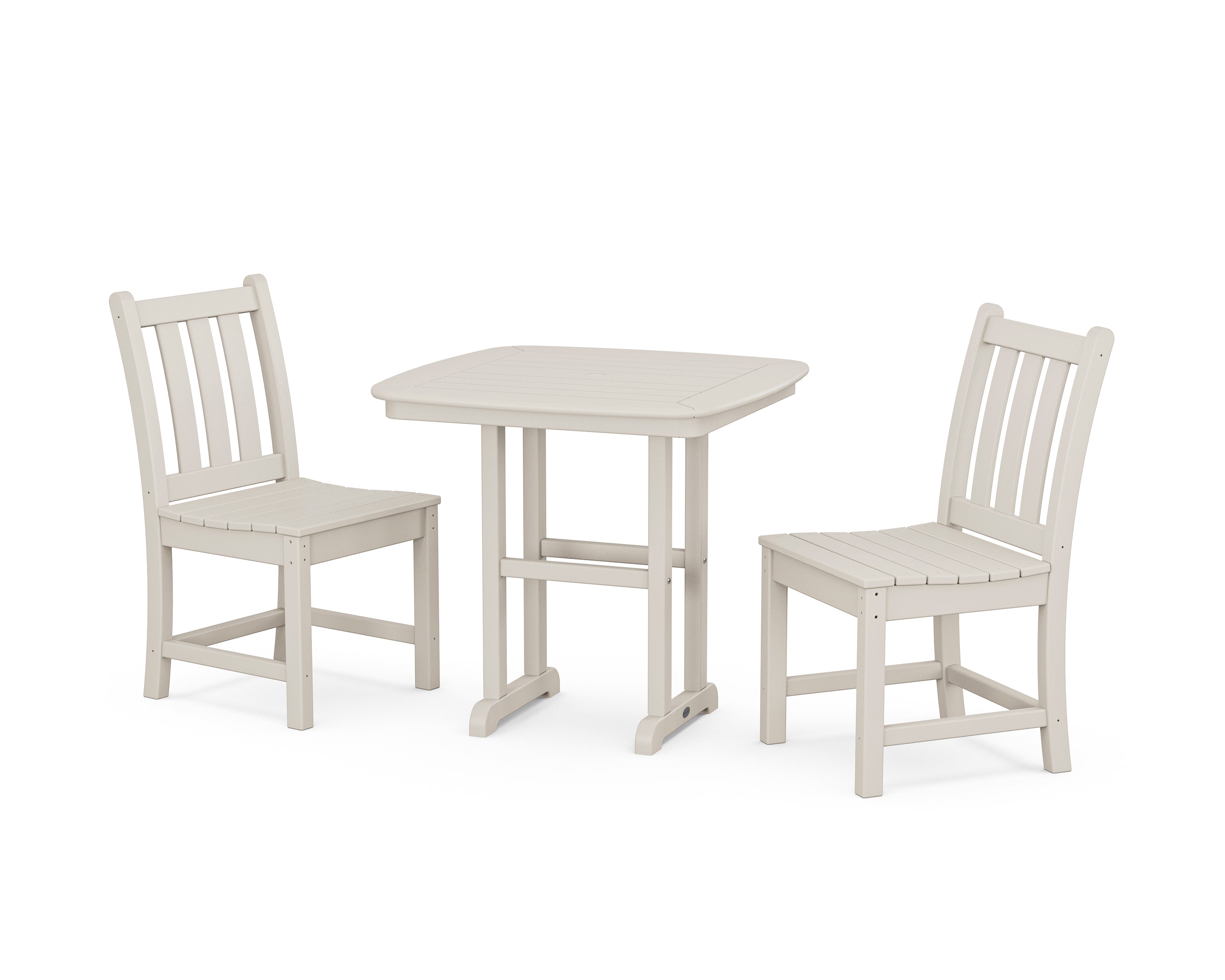 POLYWOOD Traditional Garden Side Chair 3-Piece Dining Set in Sand