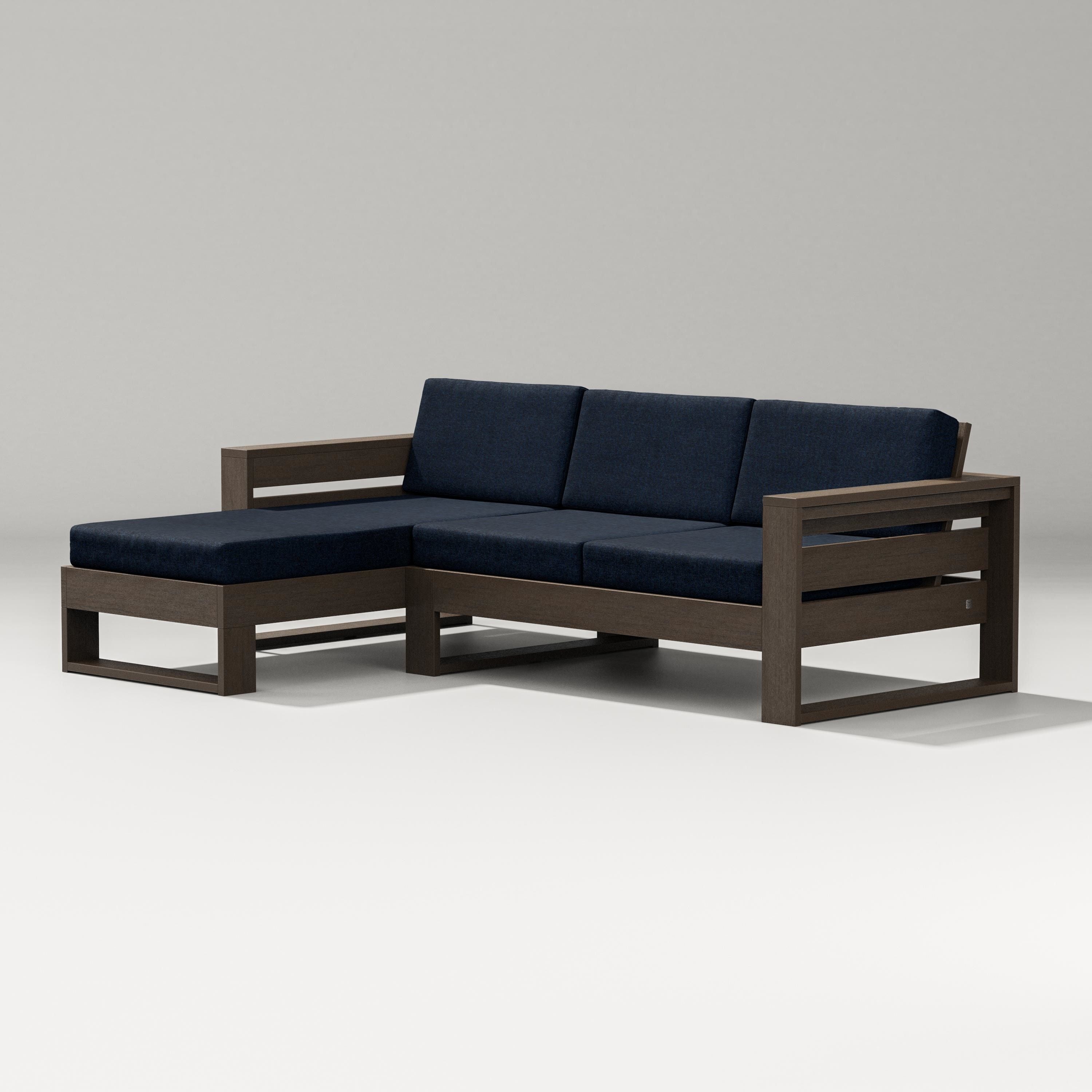 PW Designer Series Latitude Left Chaise Sectional in Kona / Marine Indigo