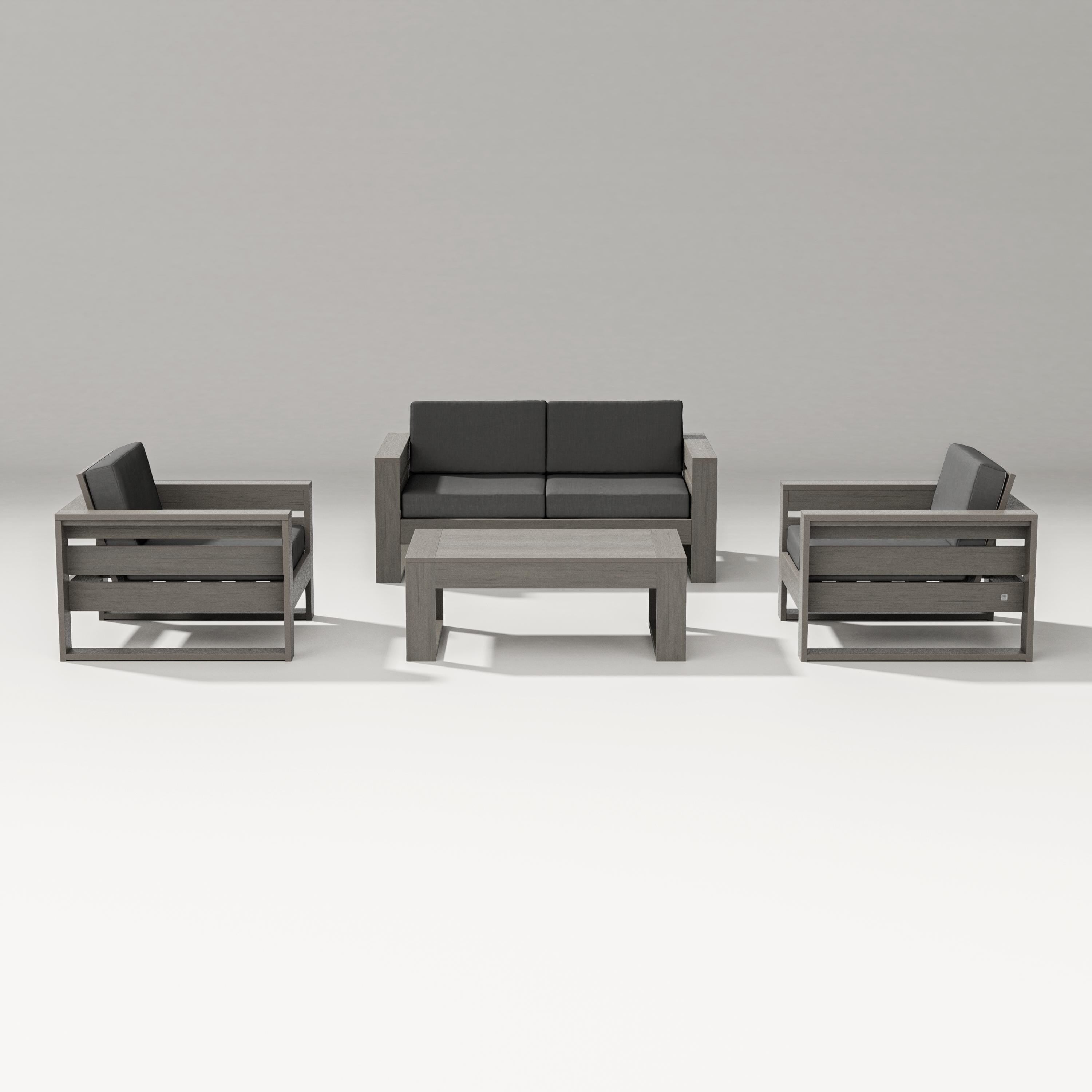 PW Designer Series Latitude 4-Piece Lounge Loveseat Set in Driftwood / Spectrum Carbon