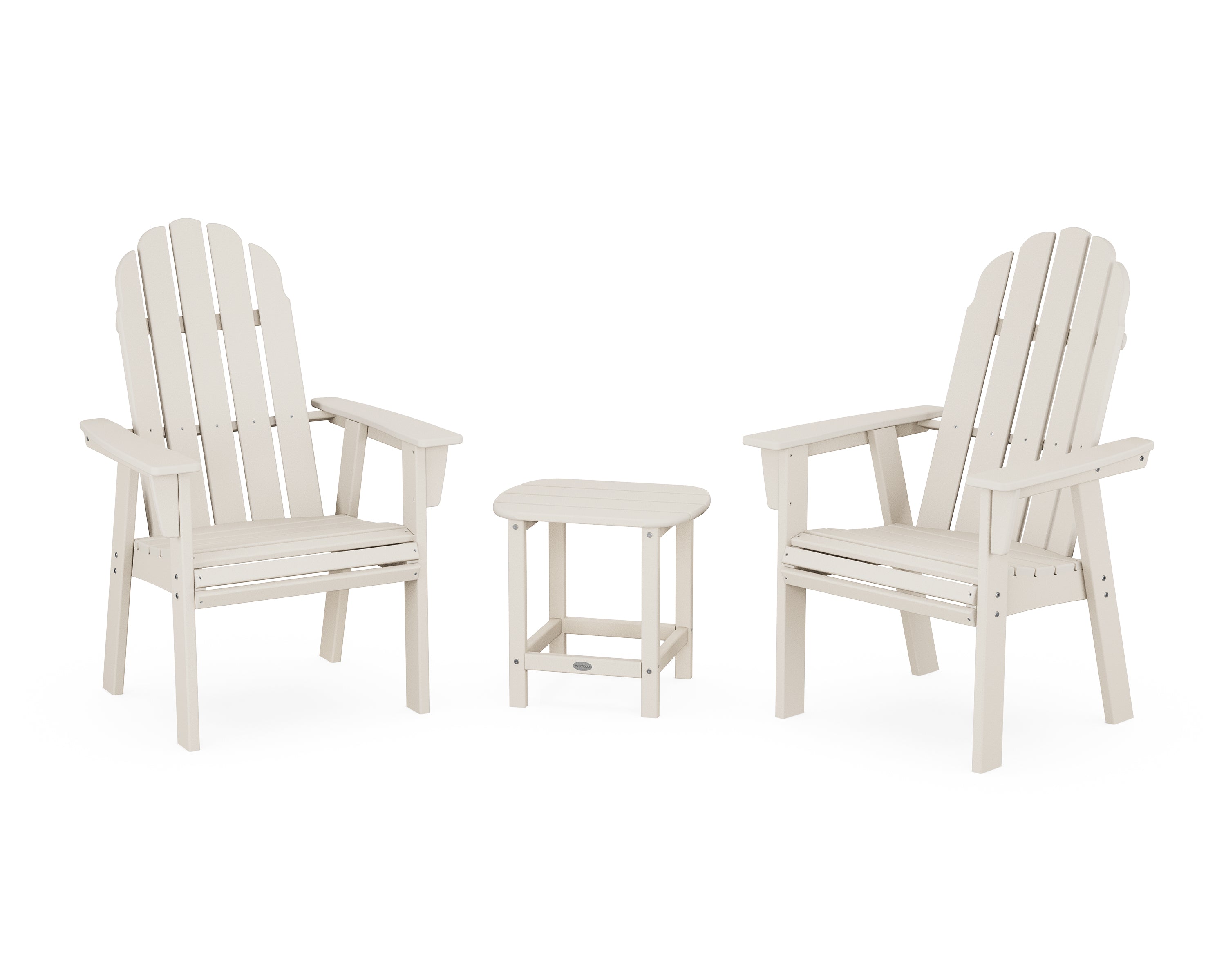 POLYWOOD Vineyard 3-Piece Curveback Upright Adirondack Chair Set in Sand