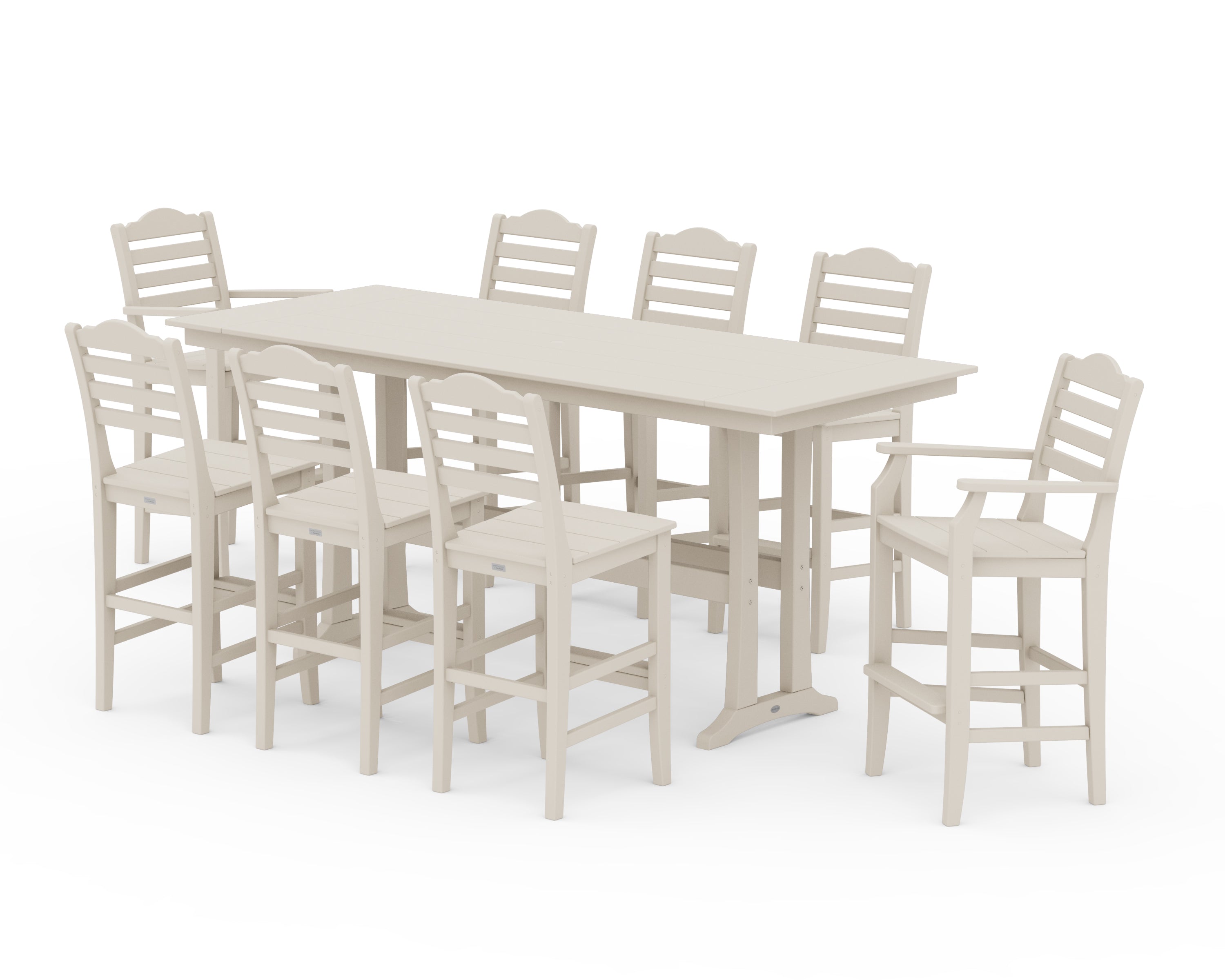 Draper James™ by POLYWOOD Savannah 9-Piece Farmhouse Bar Set with Trestle Legs in Sand