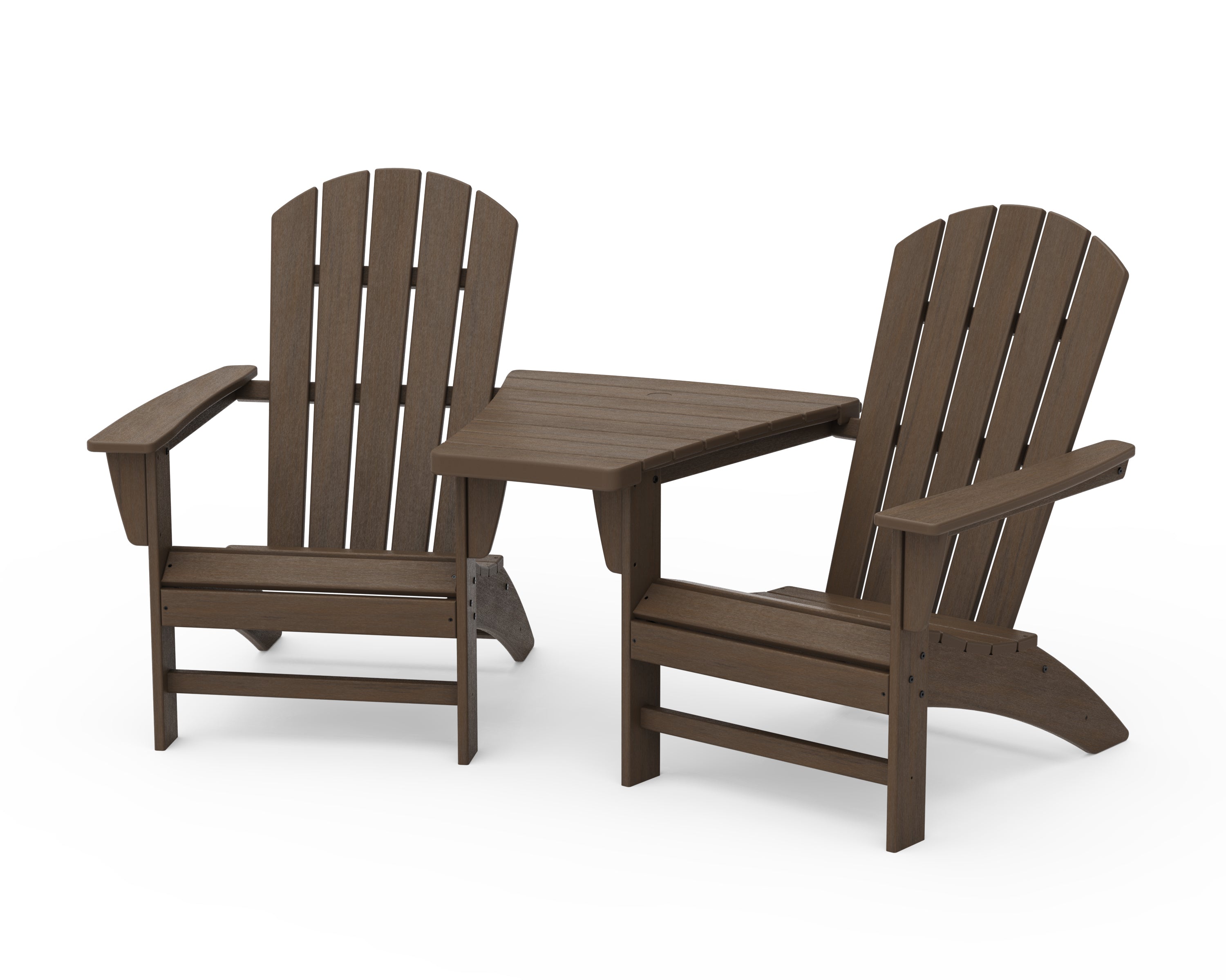 POLYWOOD Nautical 3-Piece Adirondack Set with Angled Connecting Table in Kona