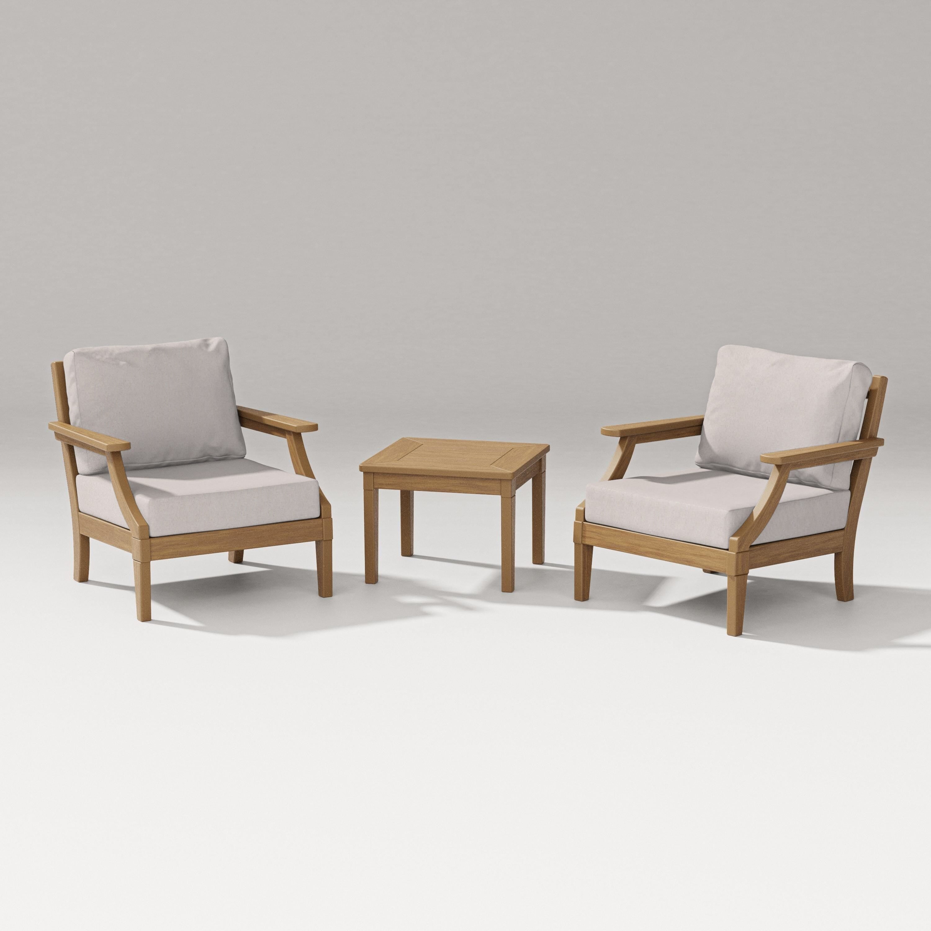 PW Designer Series Estate 3-Piece Lounge Chair Set in Natural / Dune Burlap