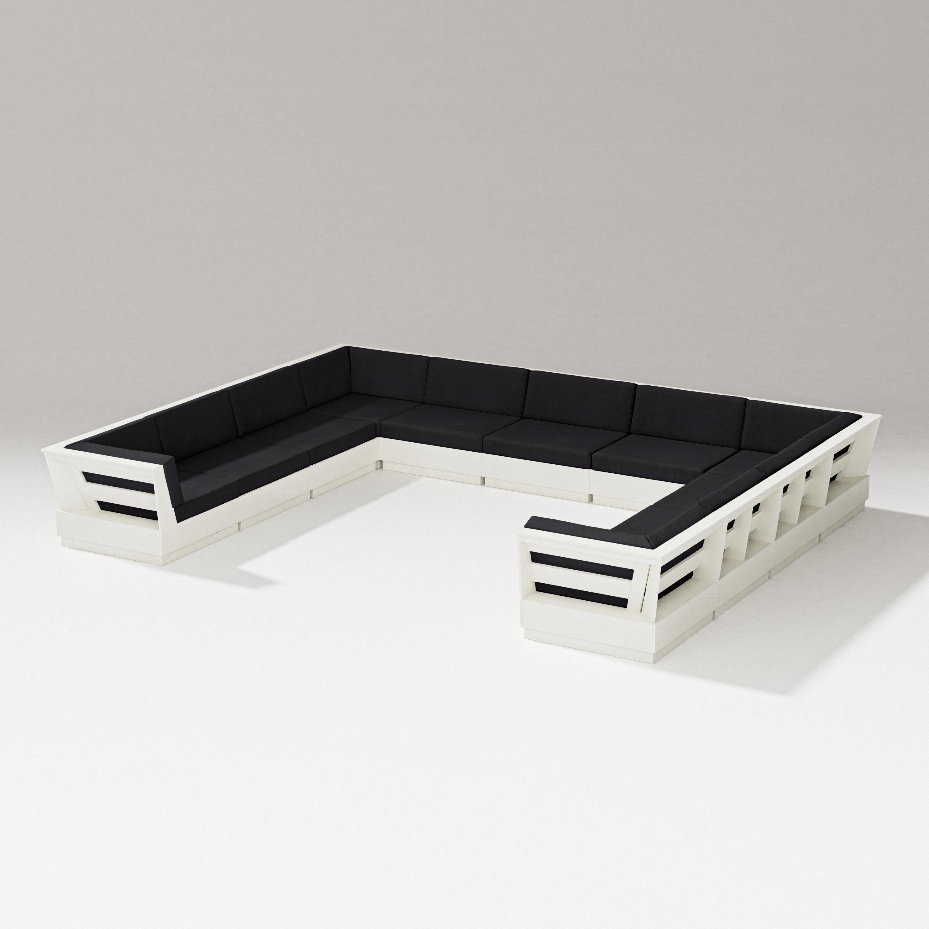 PW Designer Series Elevate Large U-Shaped Sectional in Vintage White / Midnight Linen