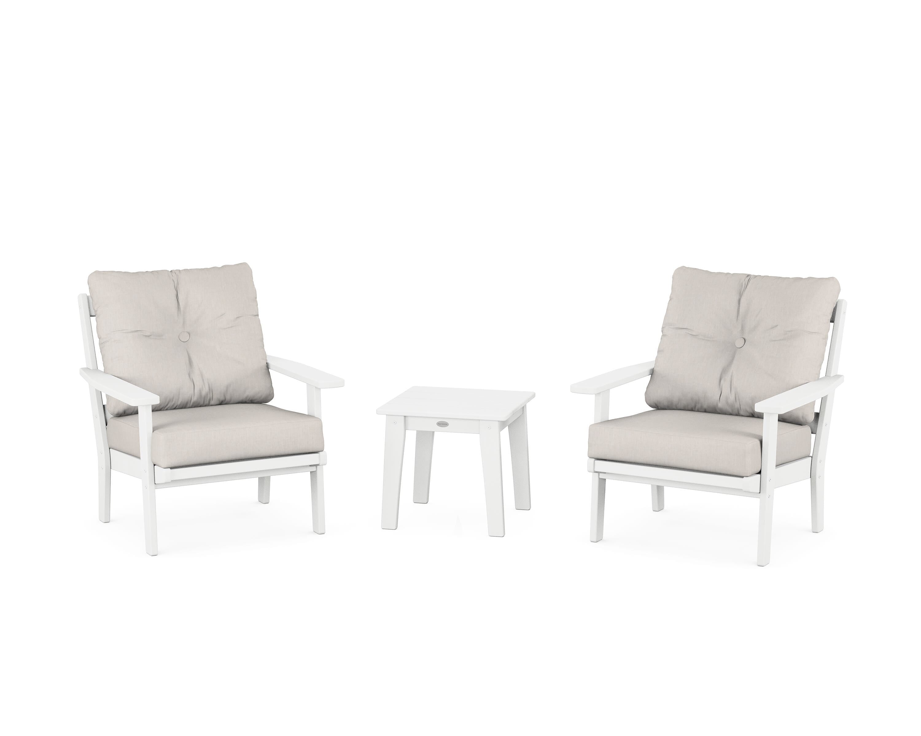 POLYWOOD Oxford 3-Piece Deep Seating Set in White / Cast Ash