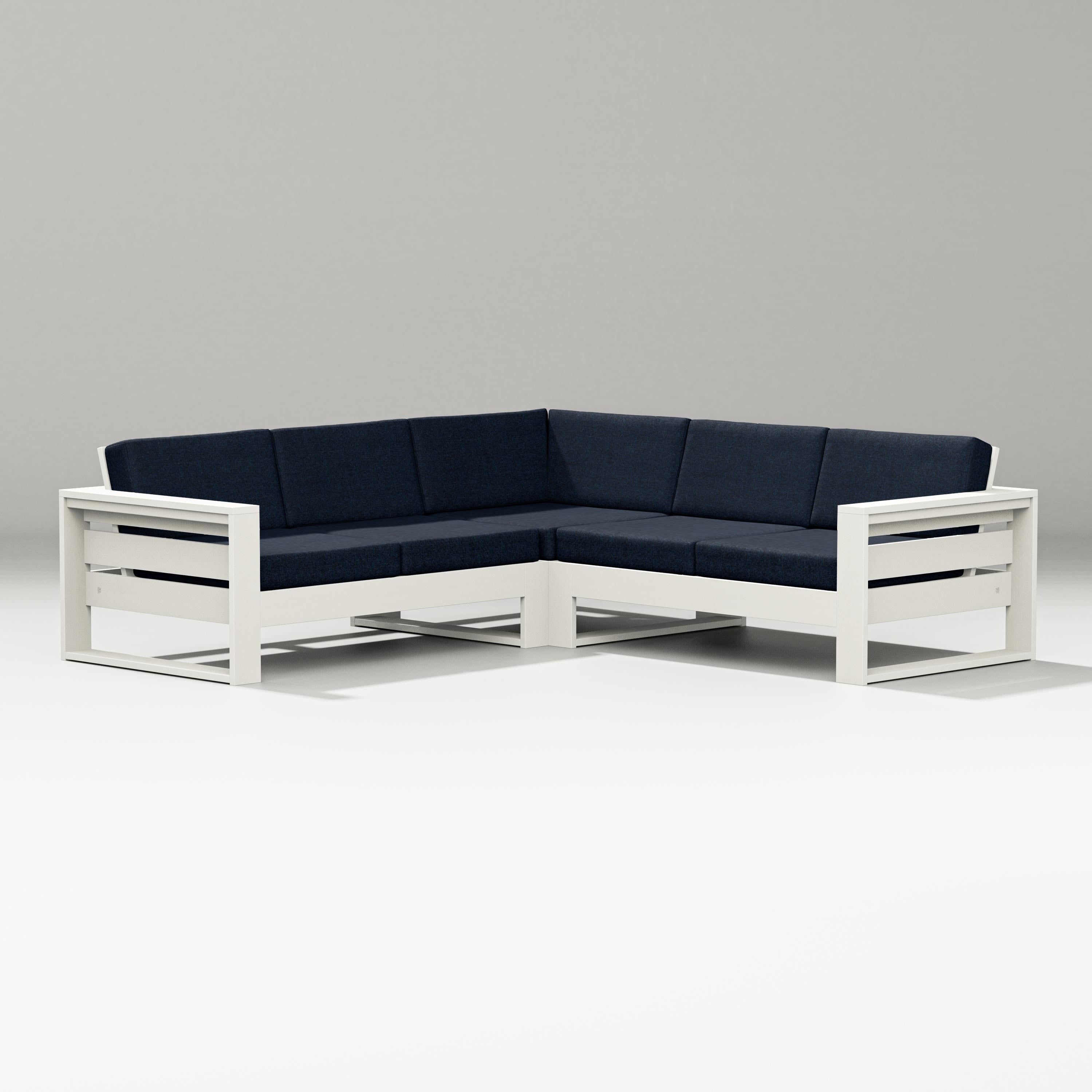 PW Designer Series Latitude Corner Sectional in Vintage White / Marine Indigo