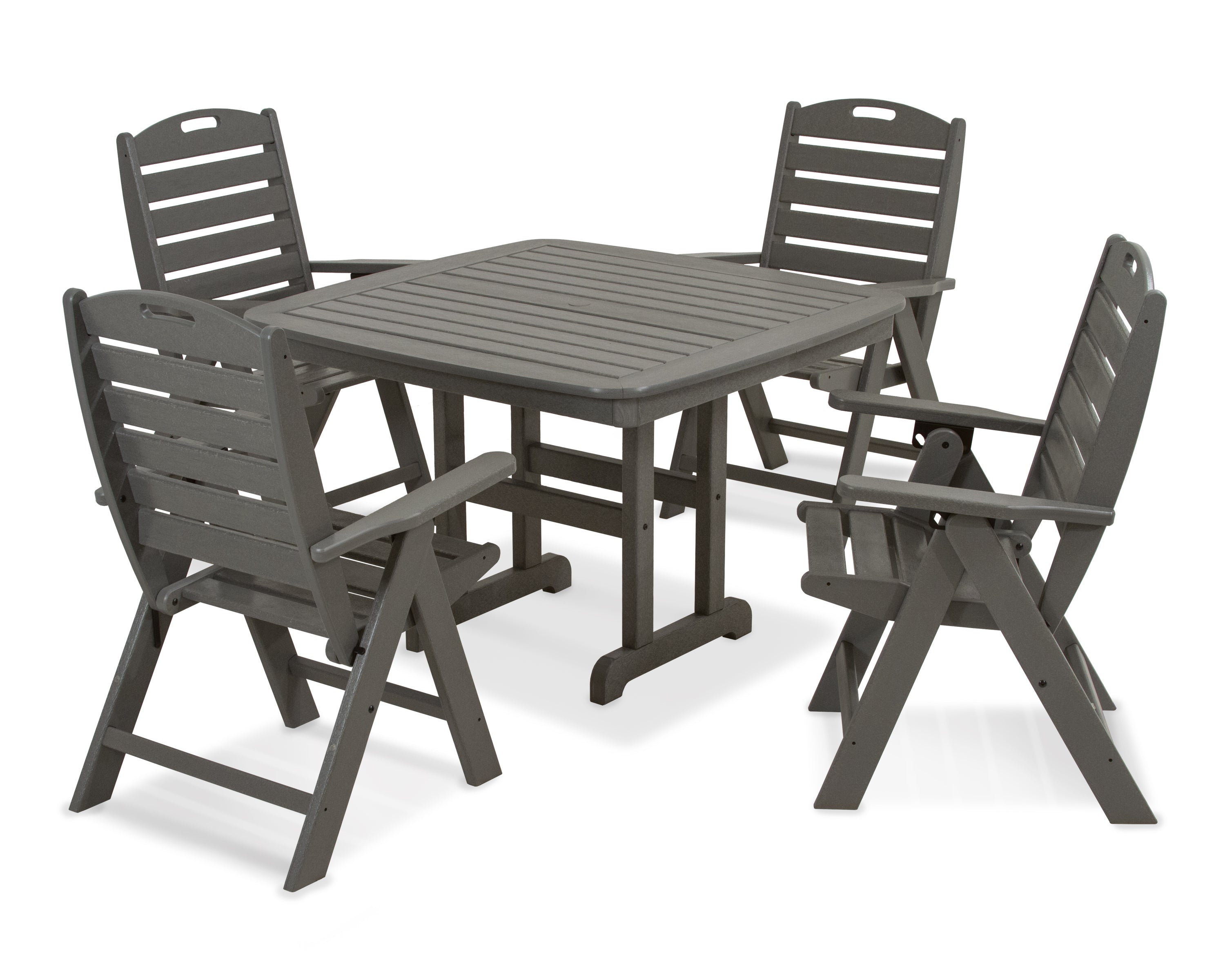 POLYWOOD® Nautical Highback Chair 5-Piece Dining Set in Slate Grey