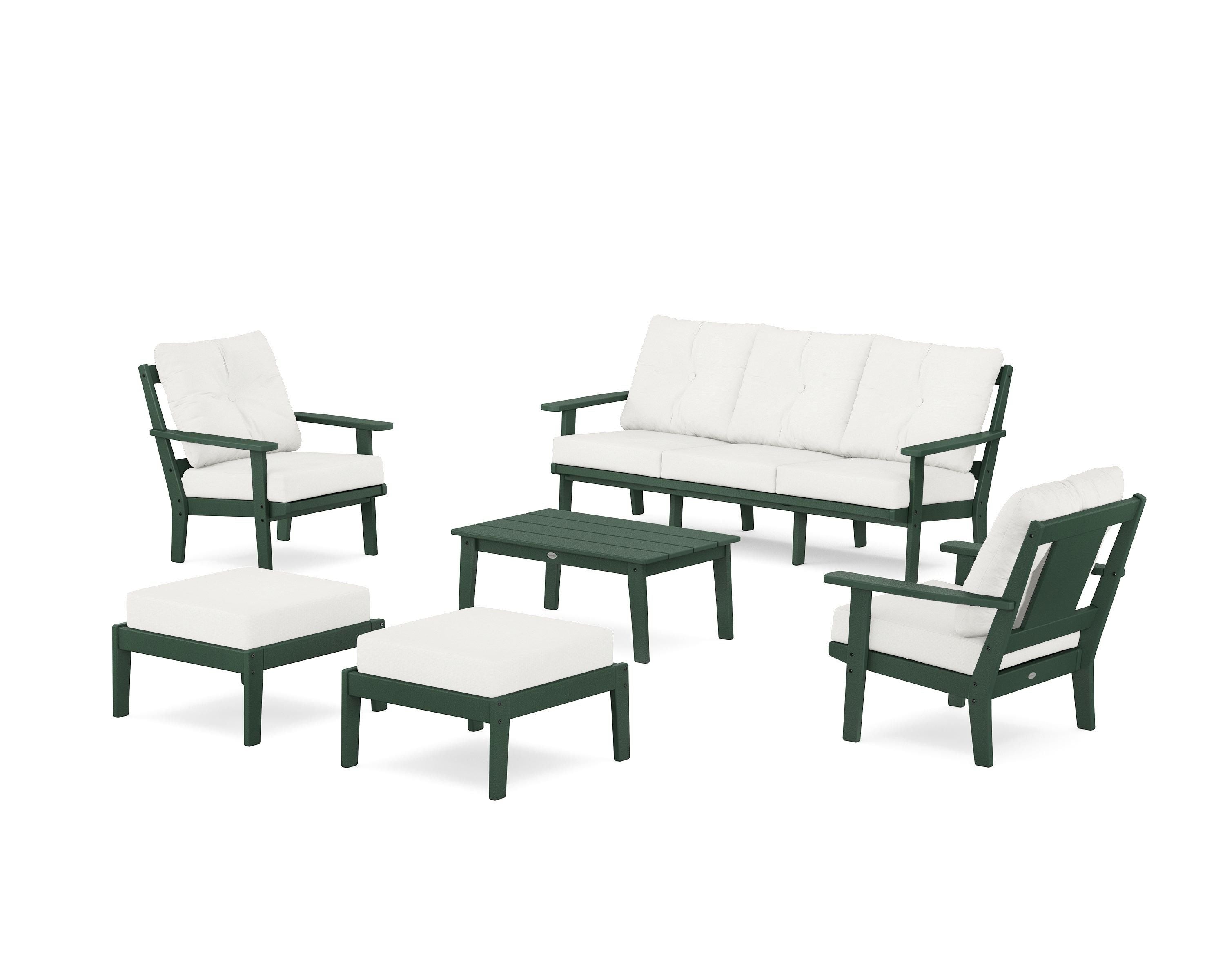 POLYWOOD Prairie 6-Piece Lounge Sofa Set in Green / Natural Linen