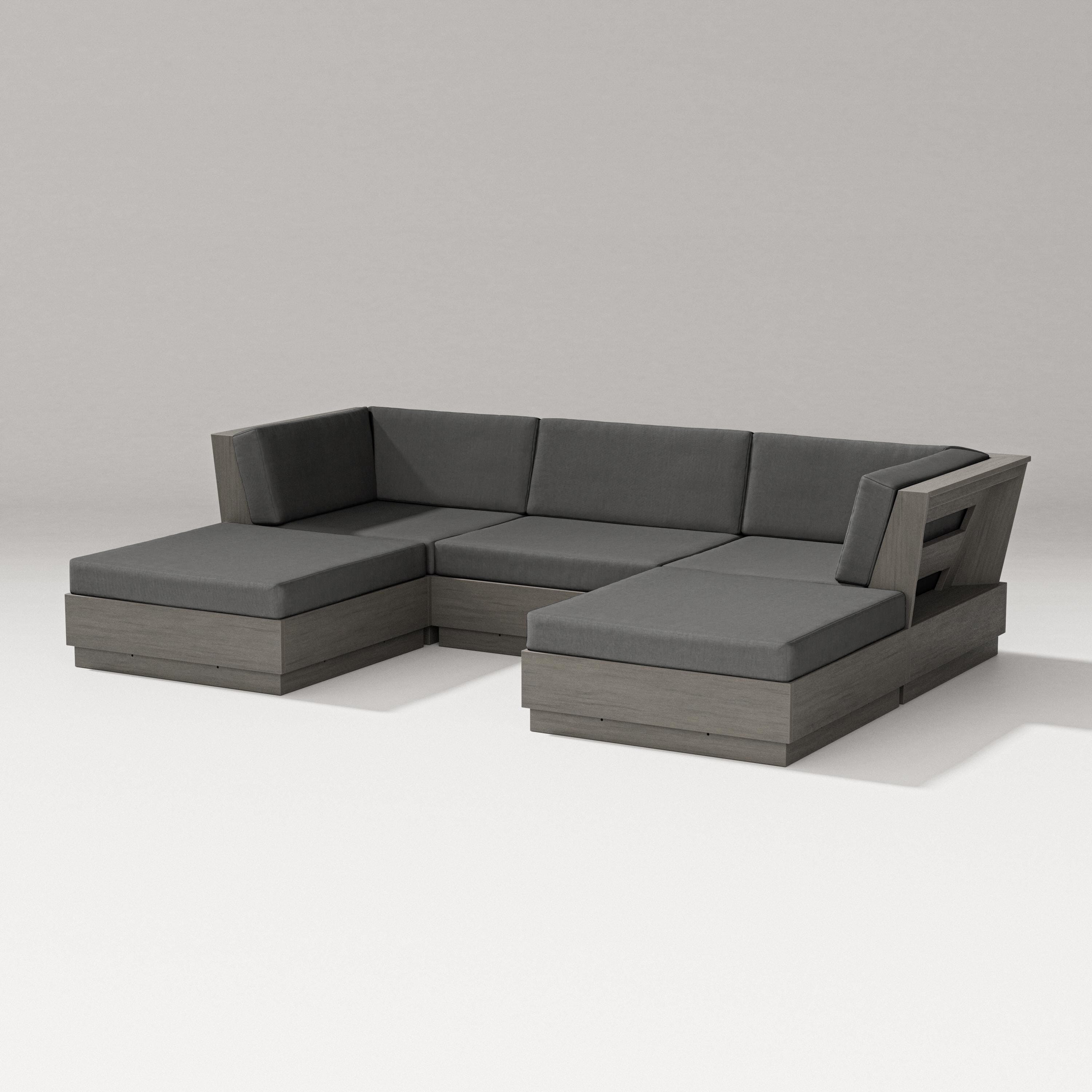 PW Designer Series Elevate Double Chaise Sectional in Driftwood / Spectrum Carbon