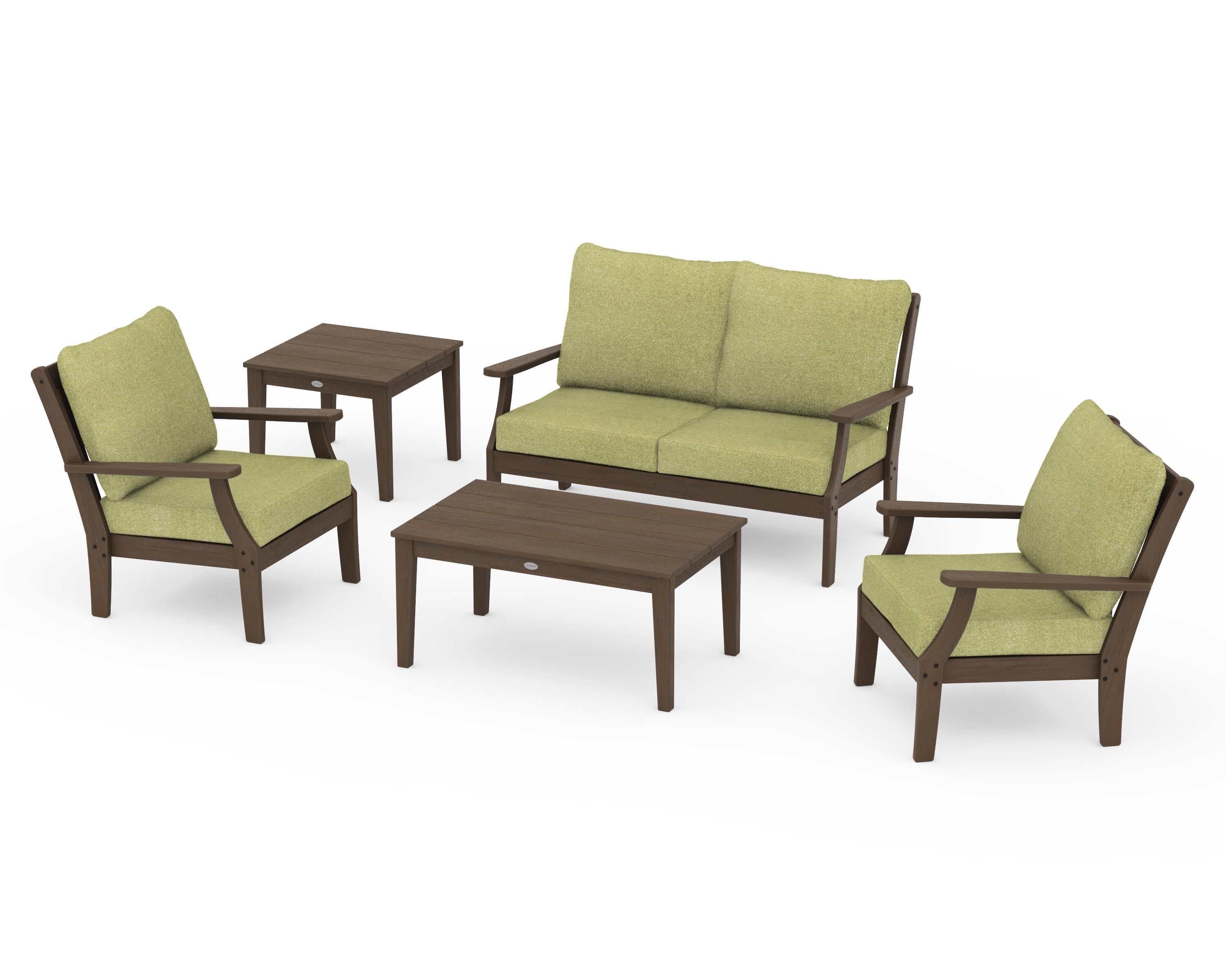 POLYWOOD Braxton 5-Piece Deep Seating Set in Kona / Chartreuse Boucle