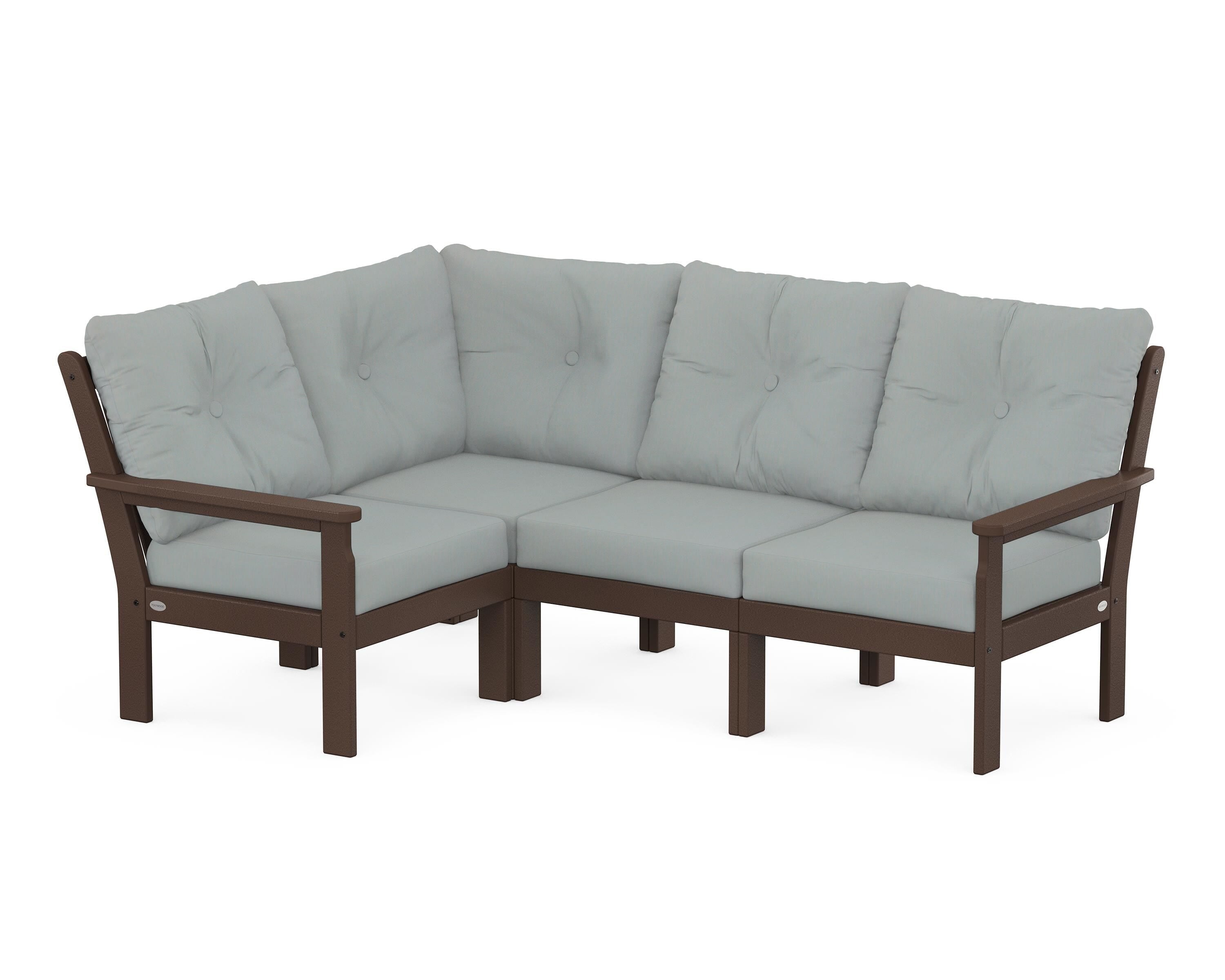 POLYWOOD Vineyard 4-Piece Sectional in Mahogany / Spa
