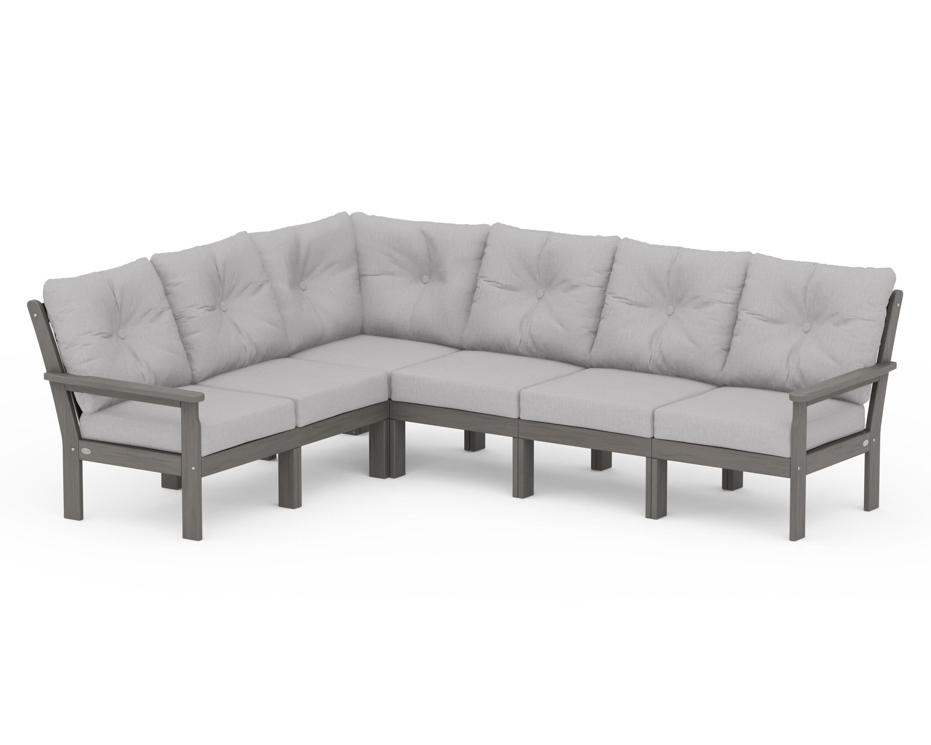 POLYWOOD Vineyard 6-Piece Sectional in Driftwood / Granite