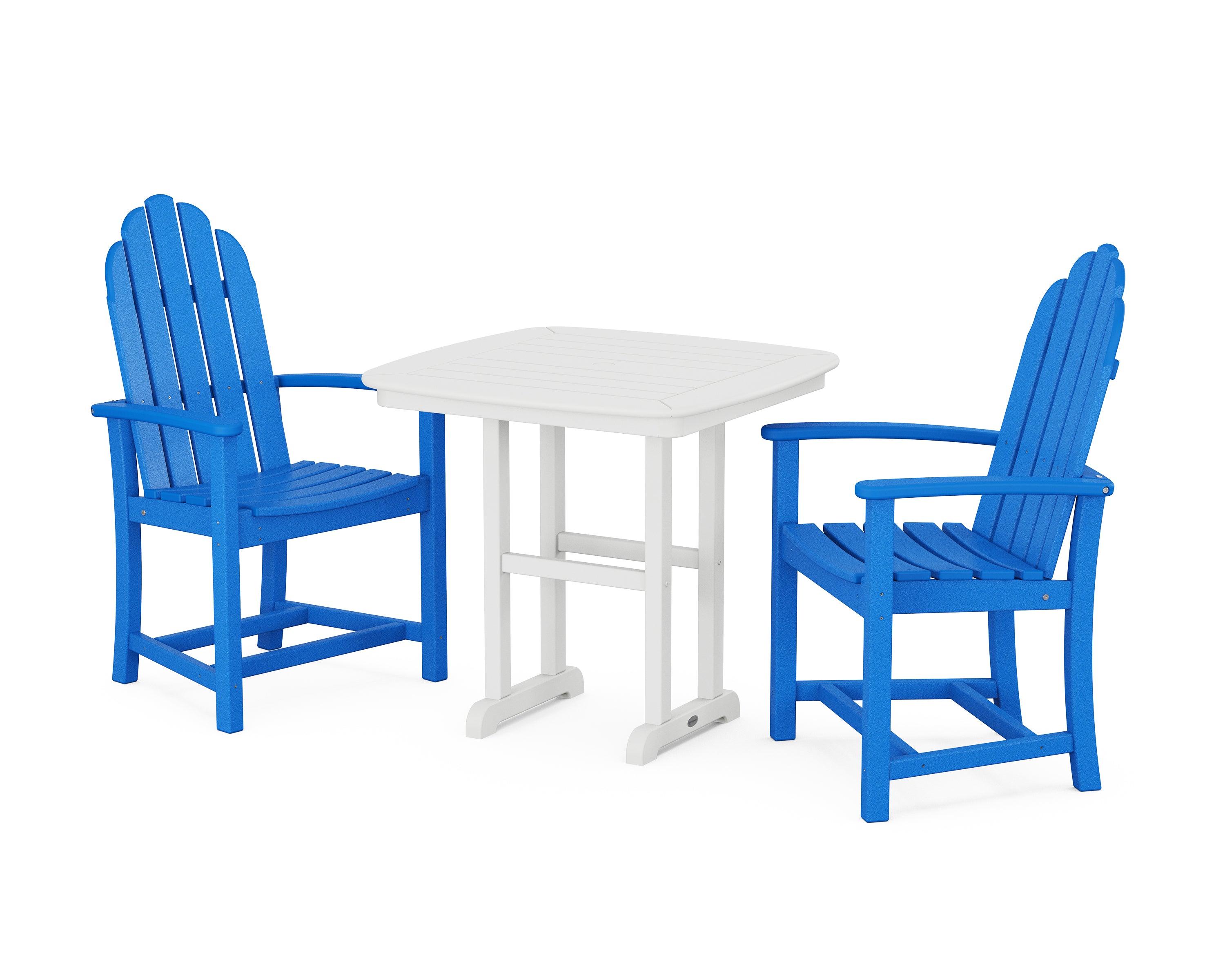 POLYWOOD Classic Adirondack 3-Piece Dining Set in Pacific Blue / White
