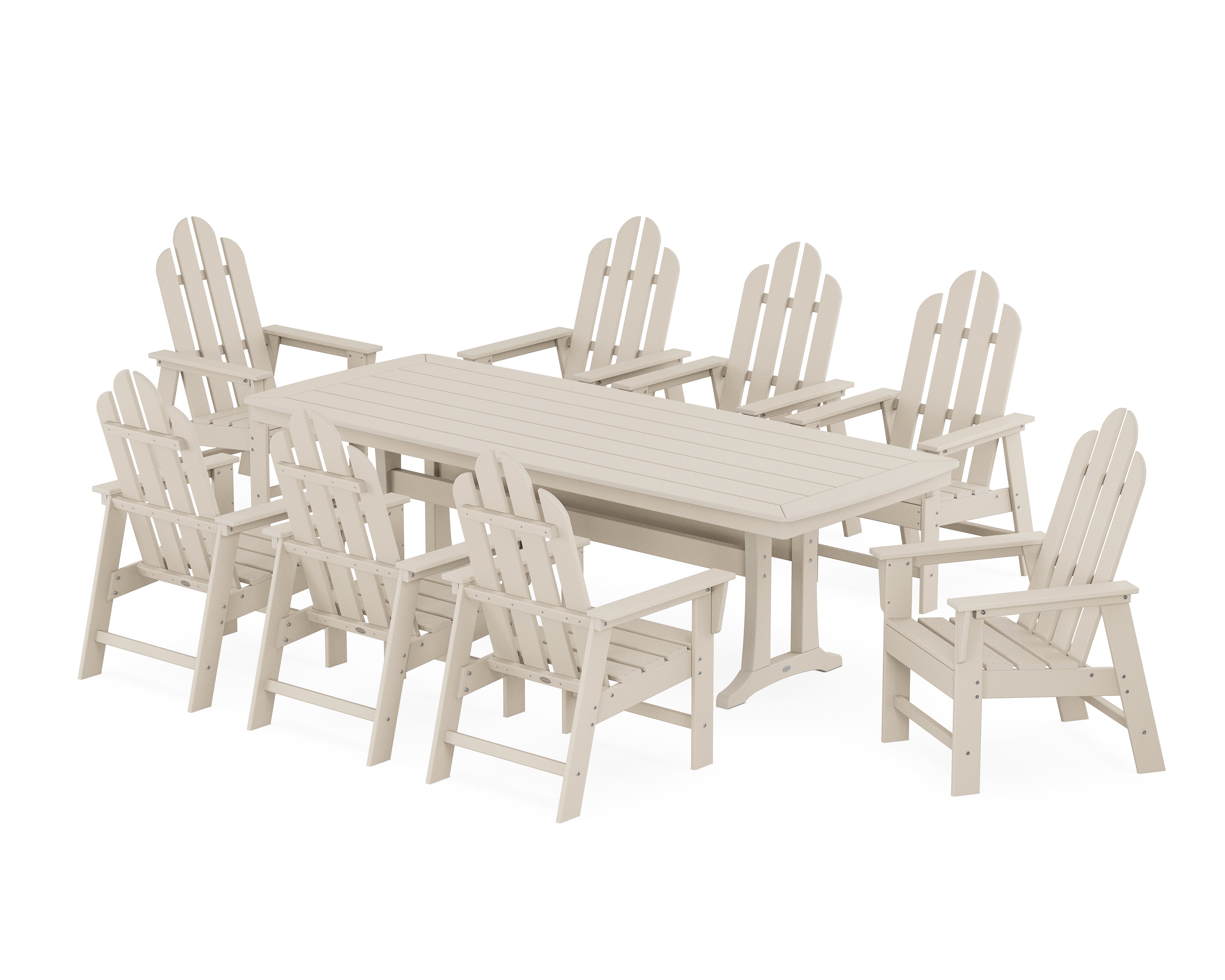 POLYWOOD® Long Island 9-Piece Dining Set with Trestle Legs in Sand