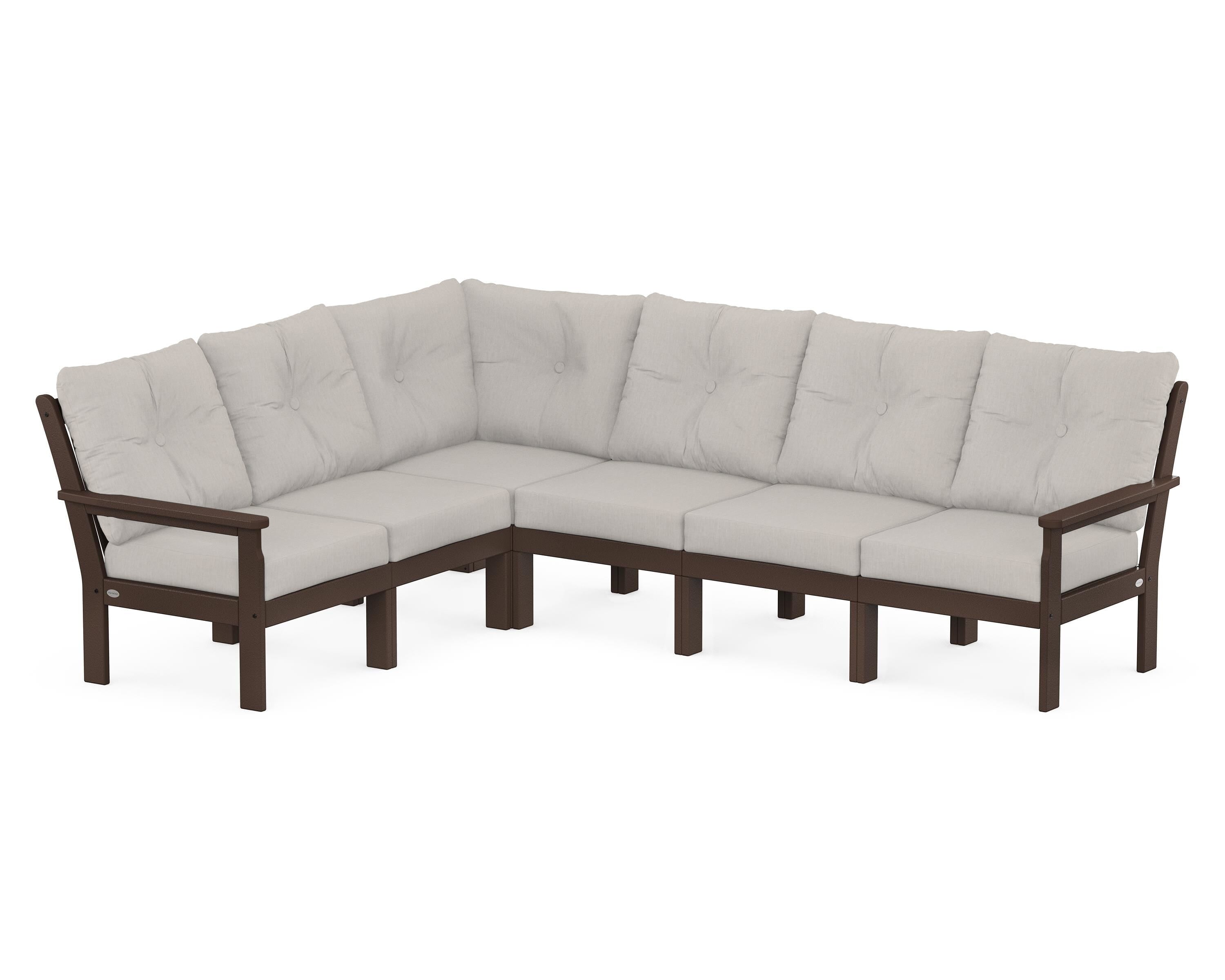 POLYWOOD Vineyard 6-Piece Sectional in Mahogany / Cast Ash