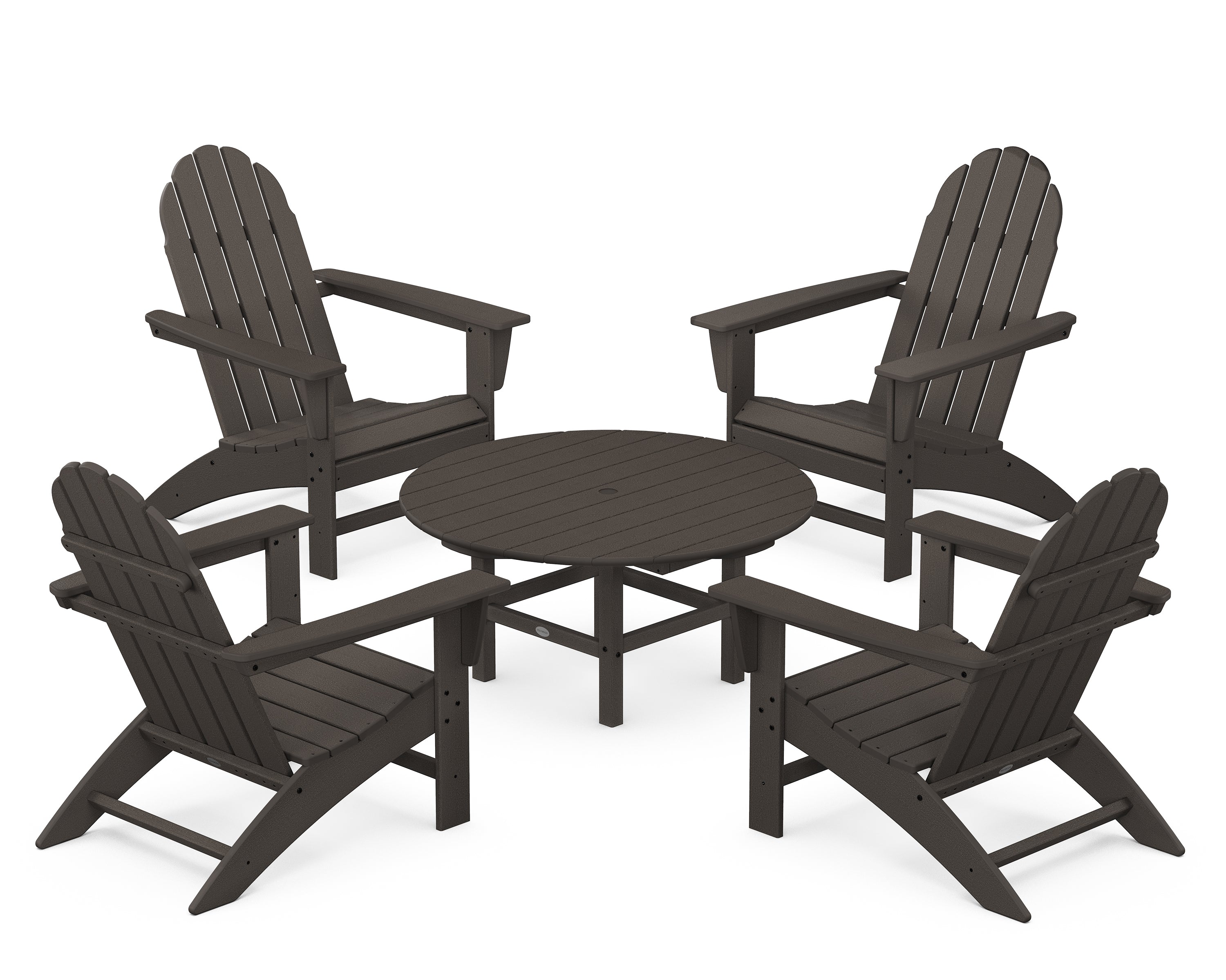 POLYWOOD® Vineyard 5-Piece Adirondack Chair Conversation Set in Vintage Coffee