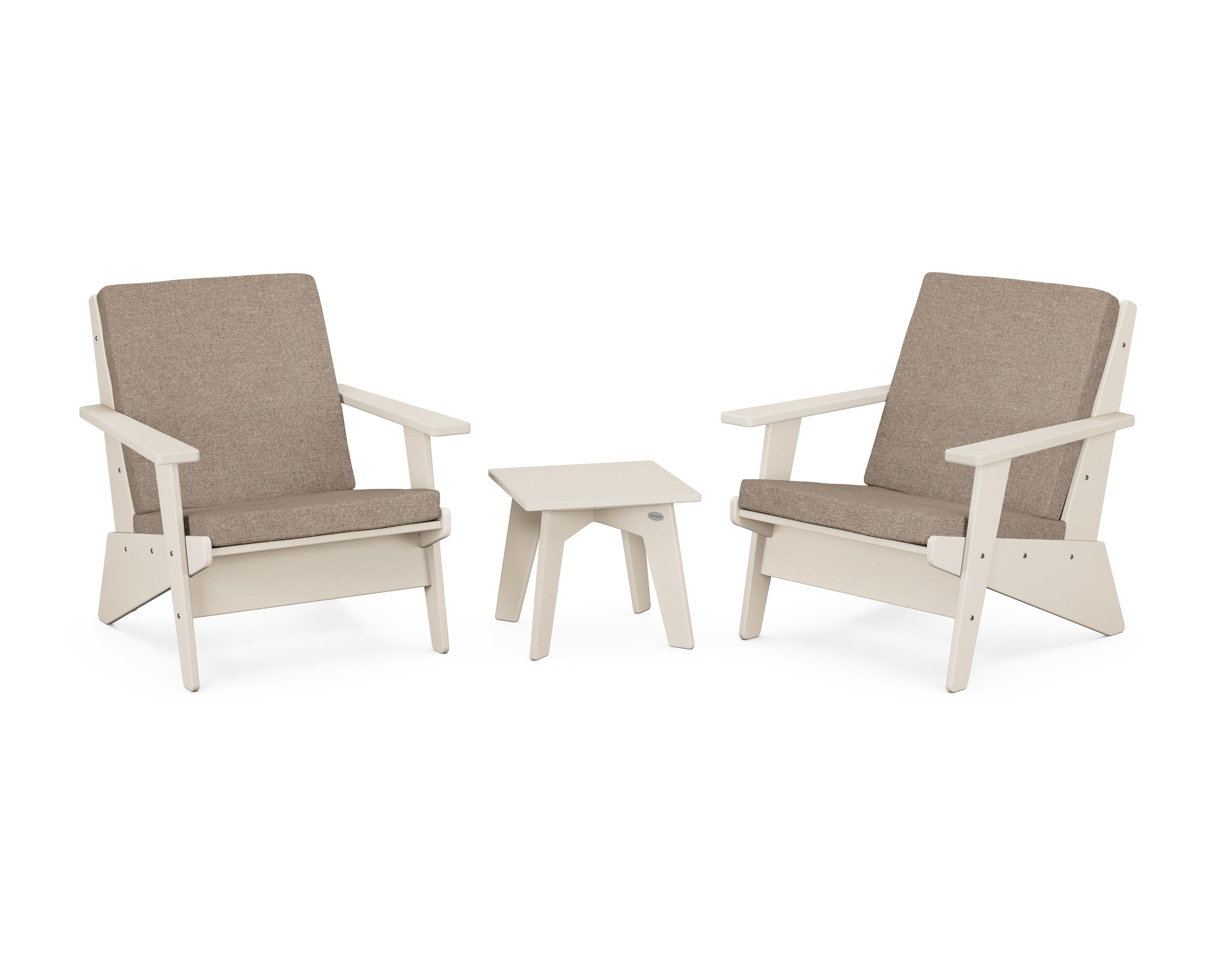 POLYWOOD Riviera Modern Lounge 3-Piece Set in Sand / Spiced Burlap