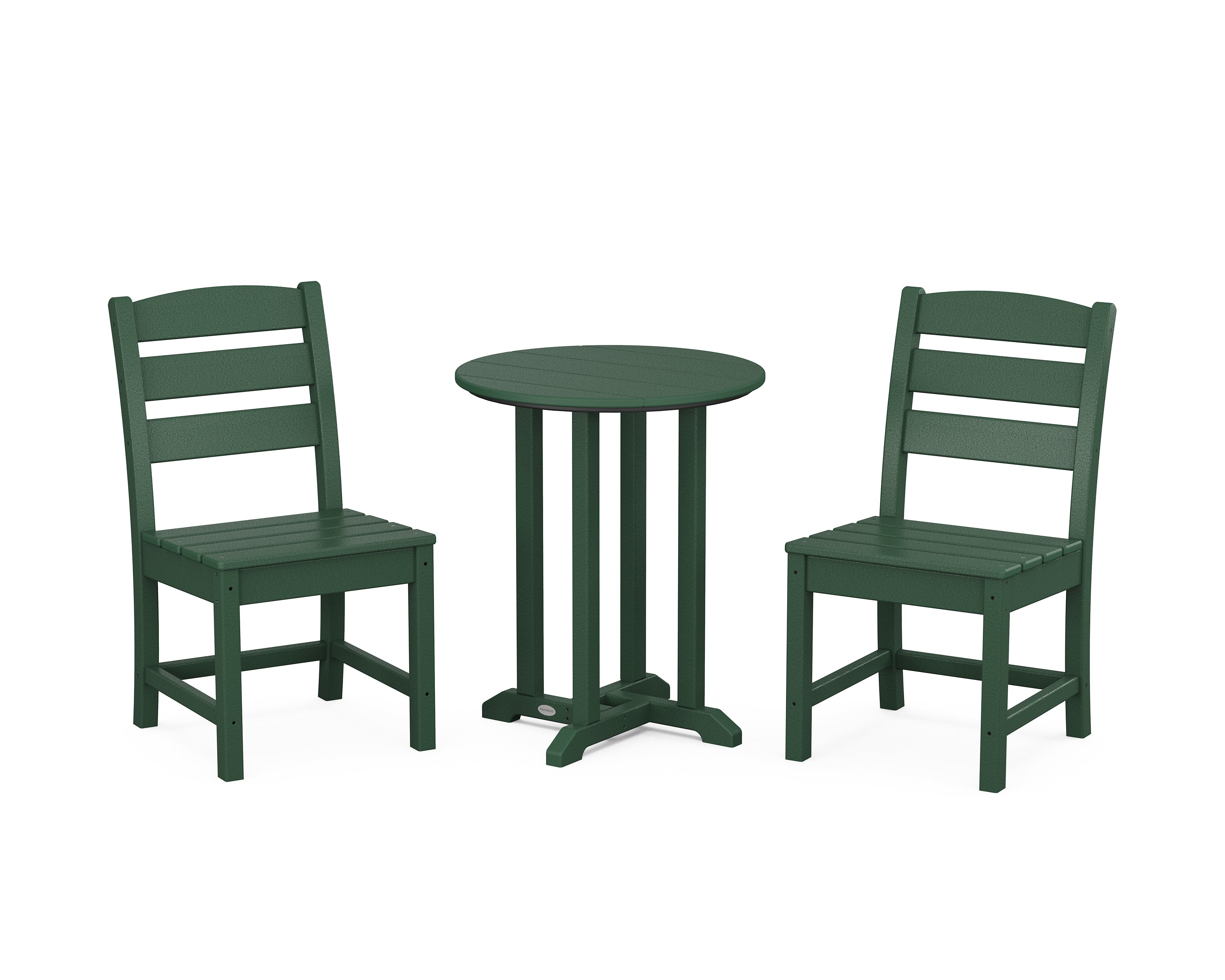 POLYWOOD Lakeside Side Chair 3-Piece Round Bistro Dining Set in Green