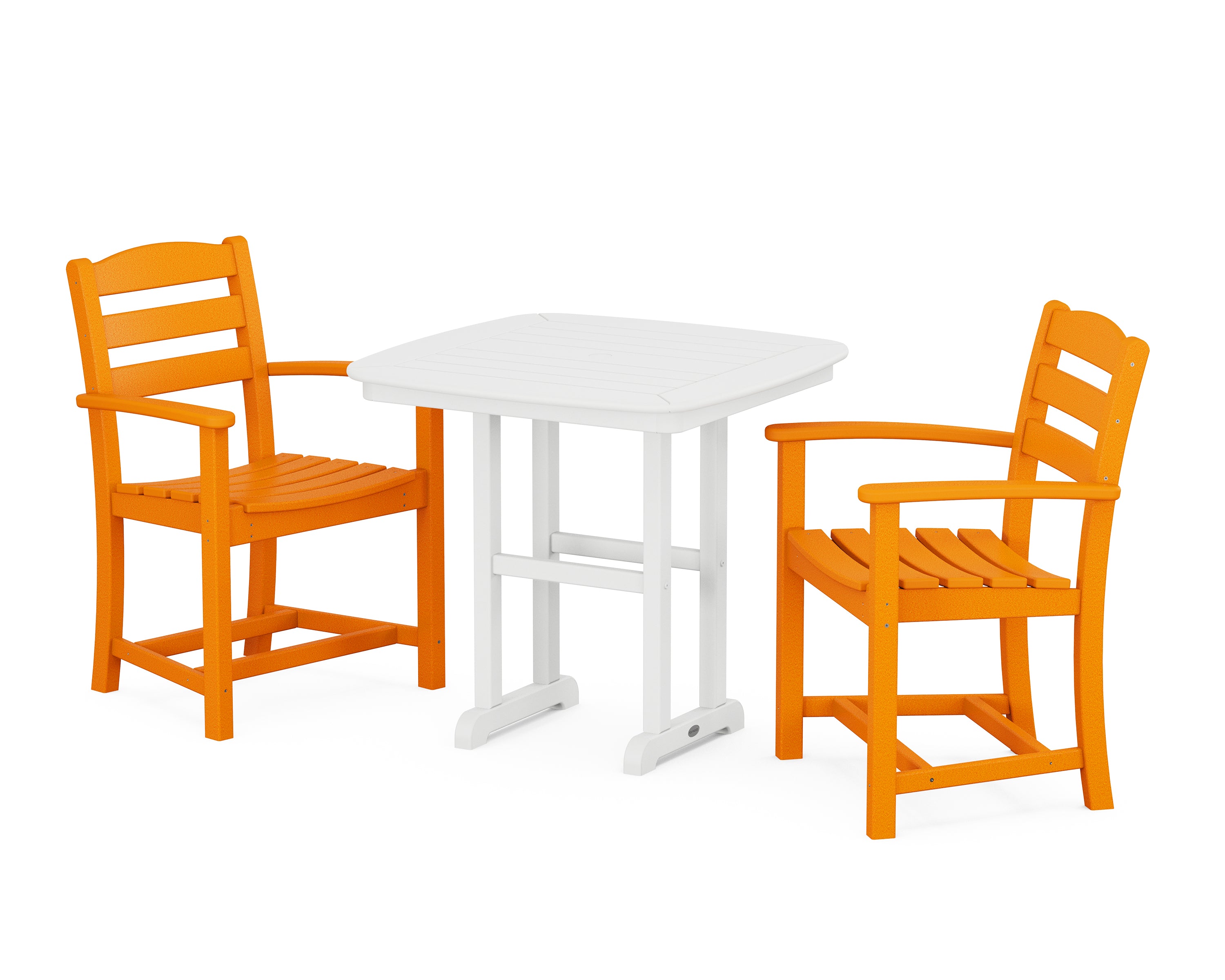 POLYWOOD La Casa Café 3-Piece Dining Set in Tangerine / White