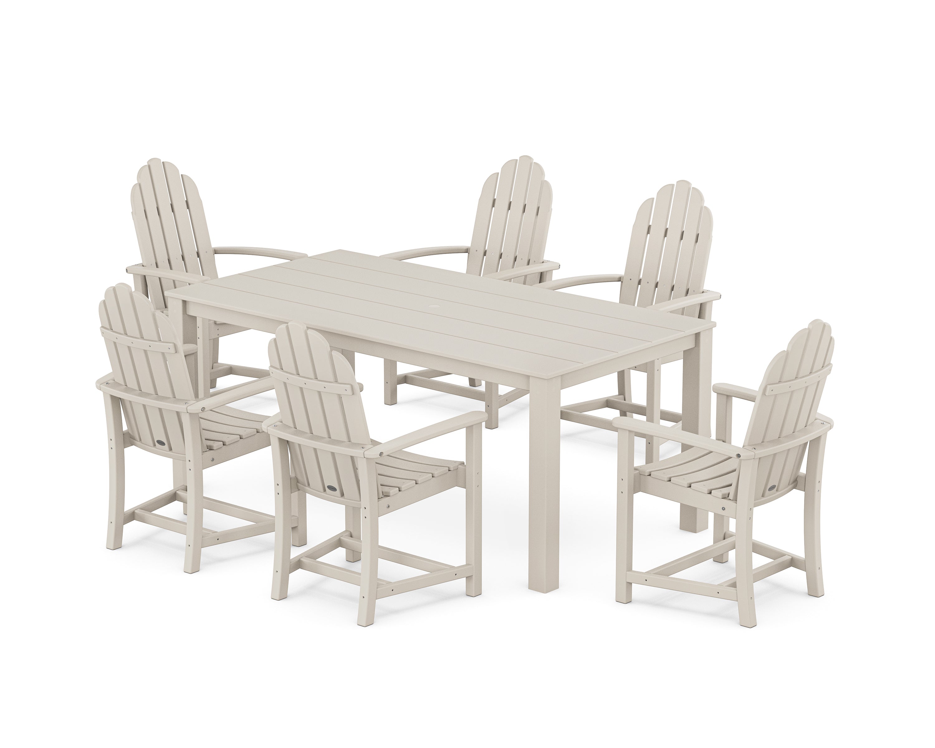 POLYWOOD Classic Adirondack 7-Piece Parsons Dining Set in Sand