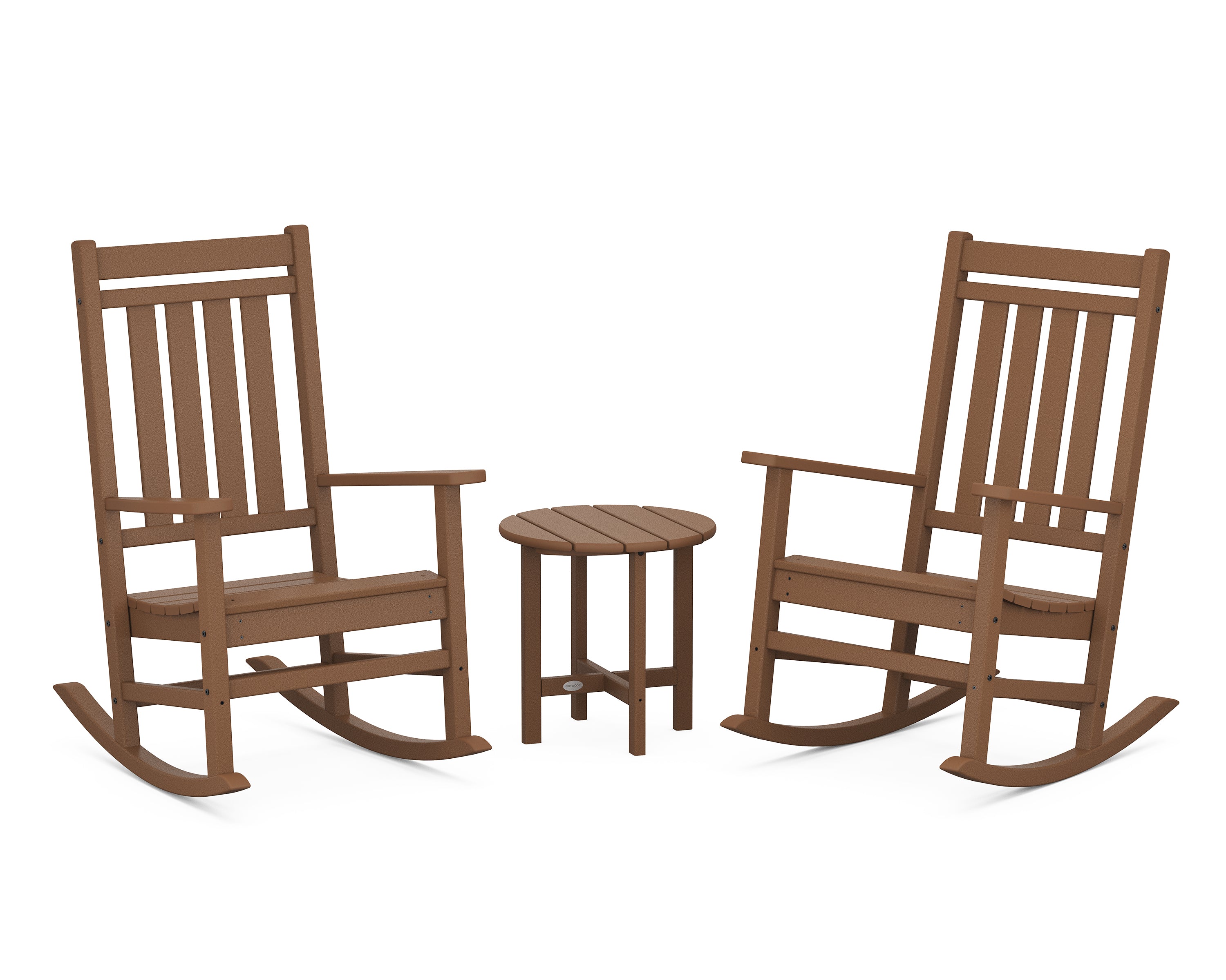 POLYWOOD Estate 3-Piece Rocking Chair Set in Teak