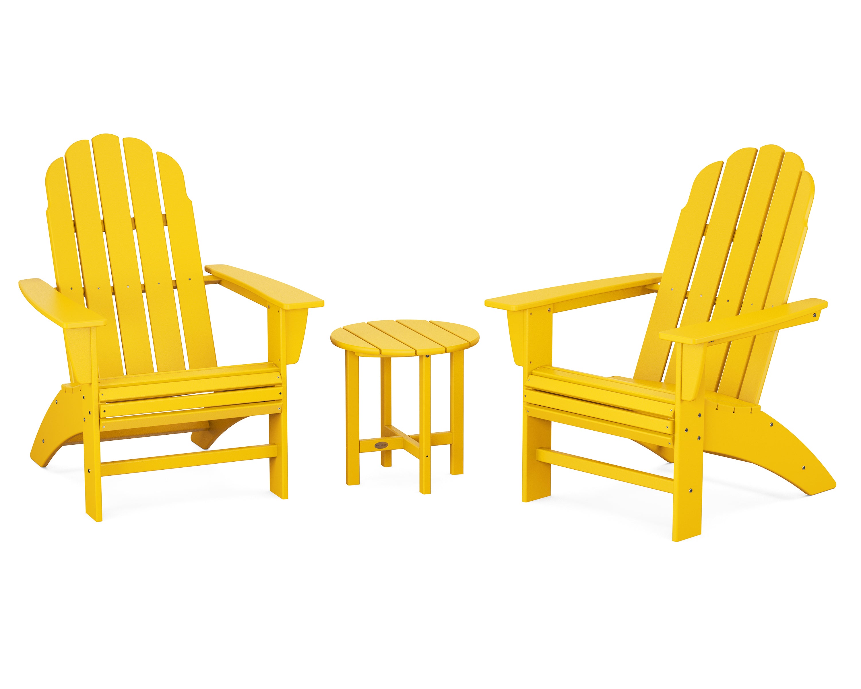 POLYWOOD Vineyard 3-Piece Curveback Adirondack Set in Lemon