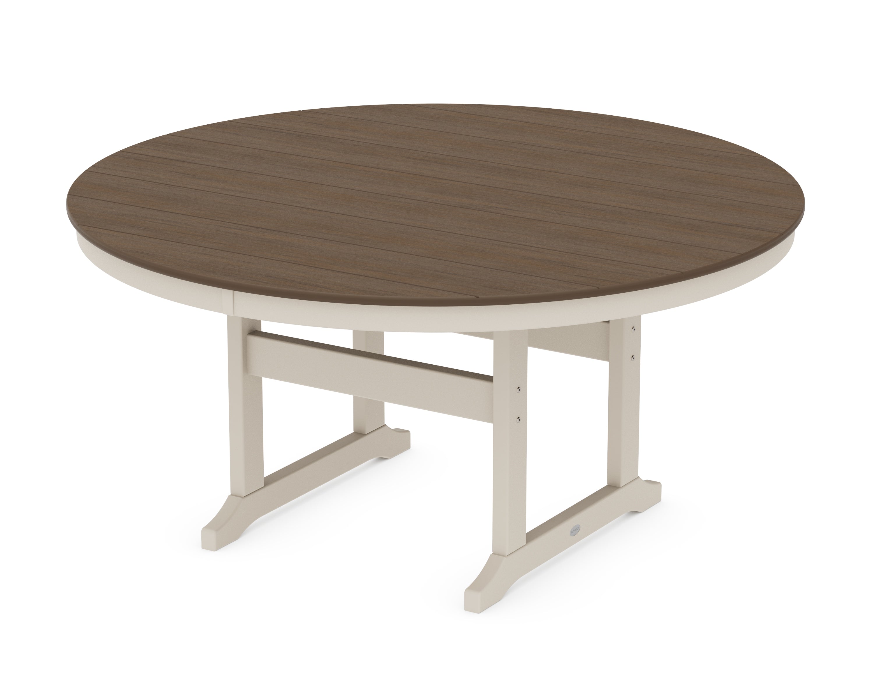 POLYWOOD 60” Round Farmhouse Dining Table in Sand / Kona