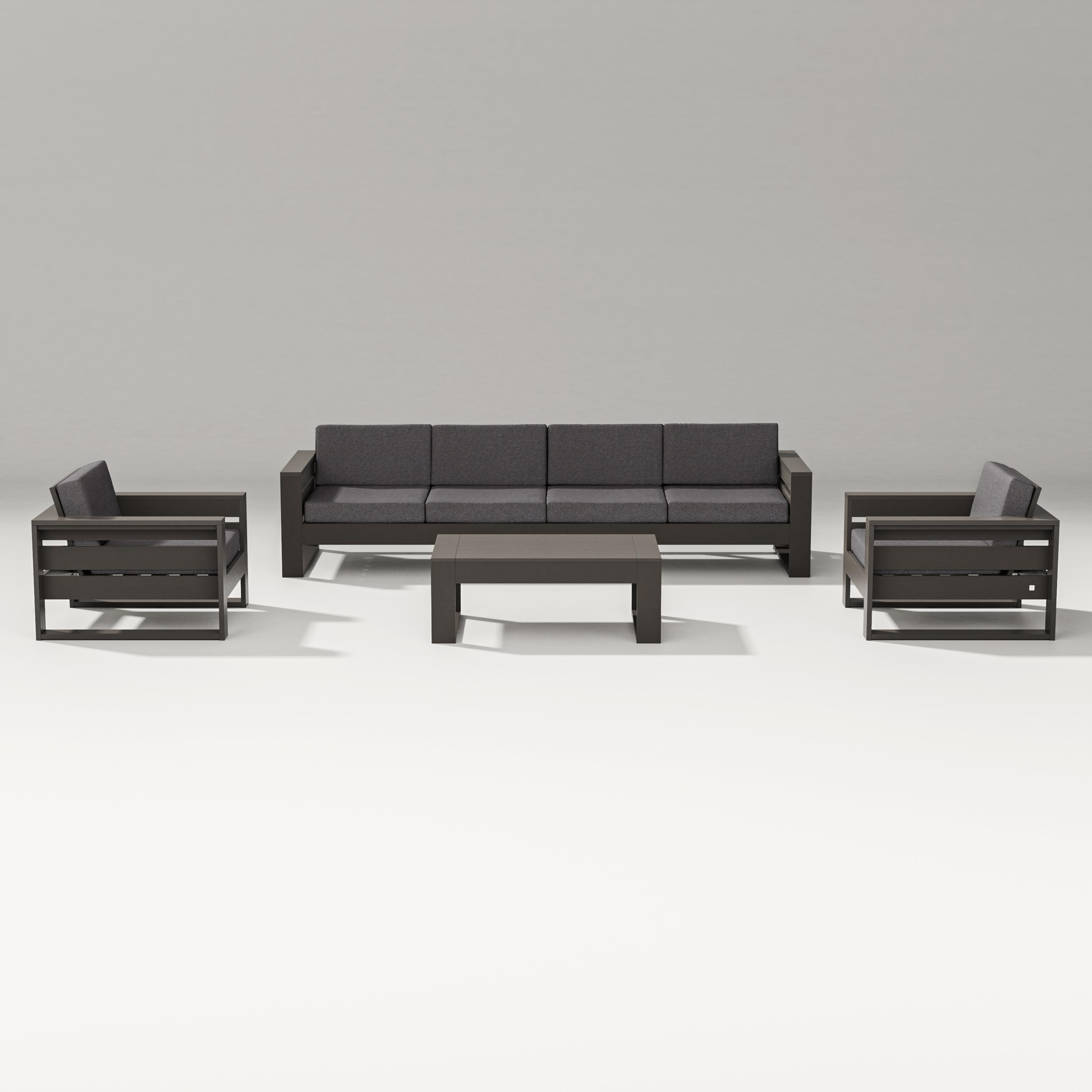 PW Designer Series Latitude 5-Piece Lounge Sofa Set in Vintage Coffee / Ash Charcoal