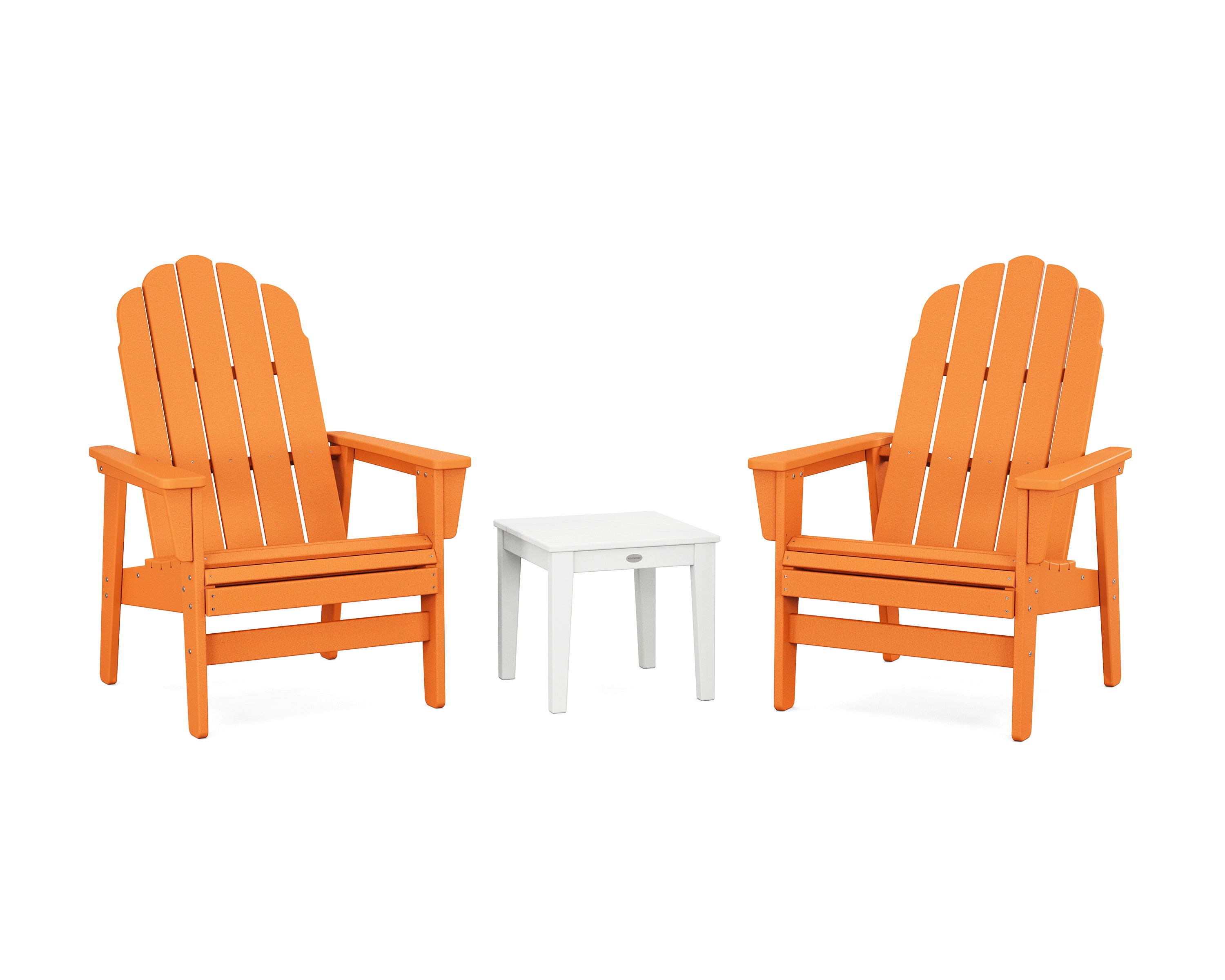 POLYWOOD 3-Piece Vineyard Grand Upright Adirondack Set in Tangerine / White