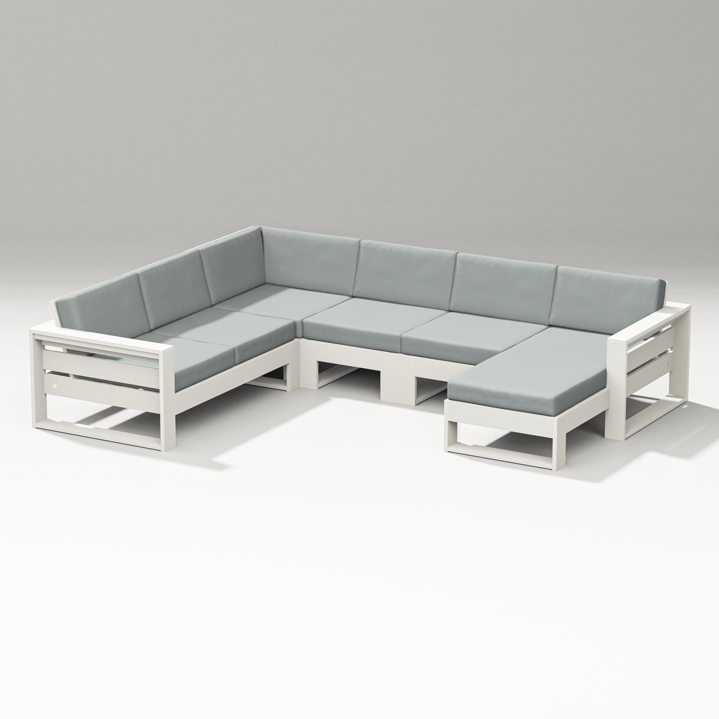PW Designer Series Latitude Corner Sectional with Right Chaise in Vintage White / Spa